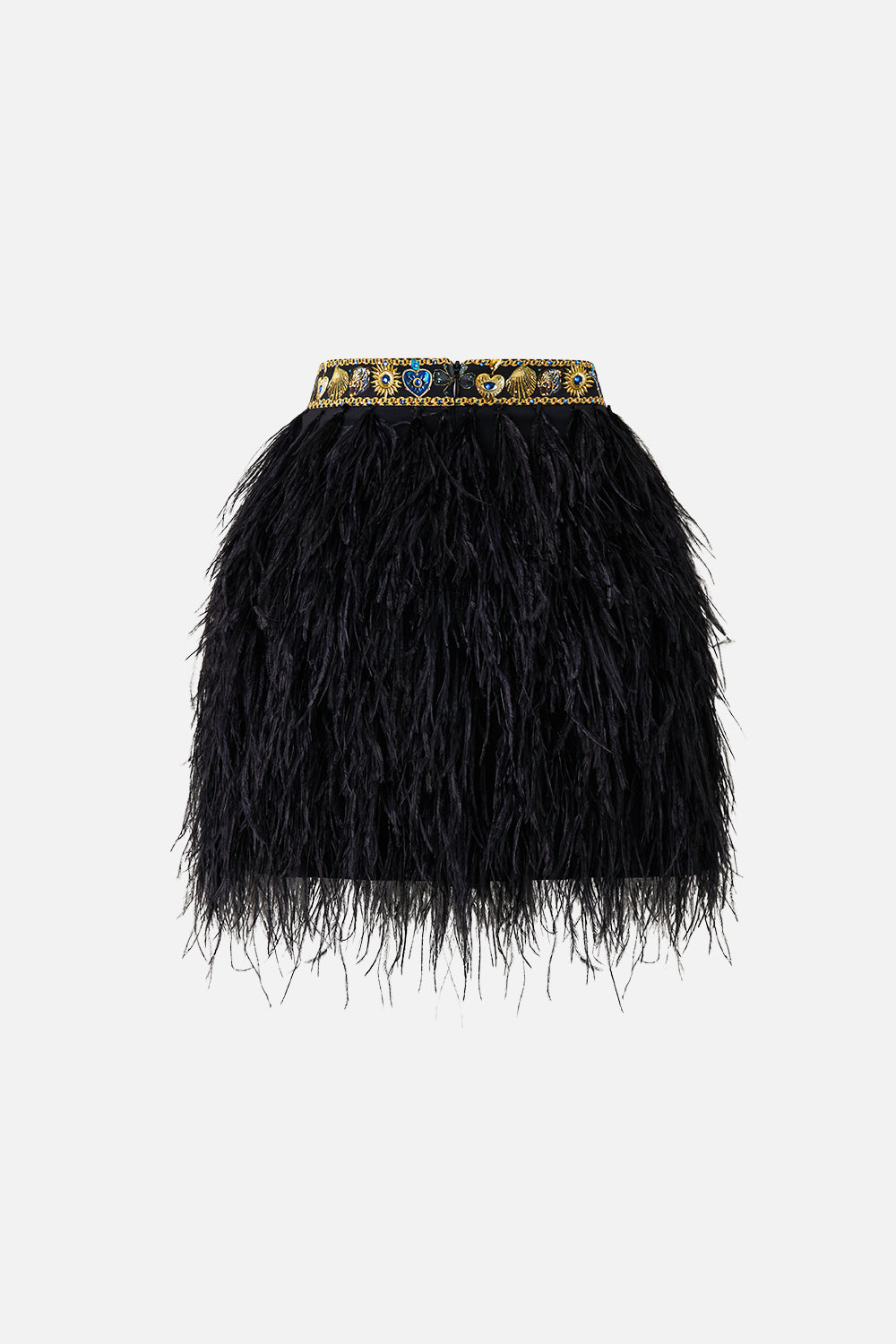 The CAMILLA FEATHER MINI SKIRT AMULETS AND ALCHEMY