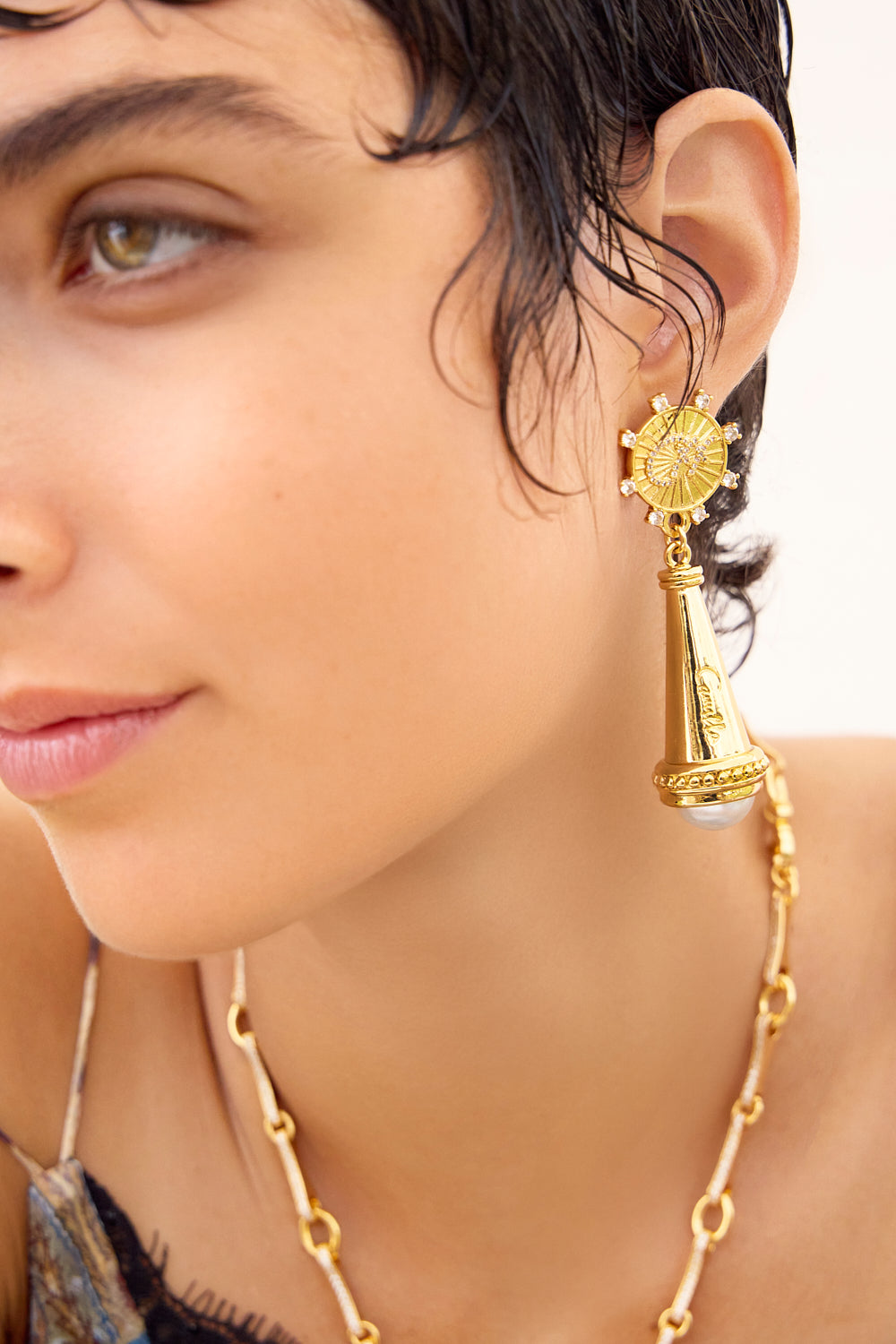 BOHEMIAN BABYLON ASYMMETRICAL CHARM EARRINGS GOLD