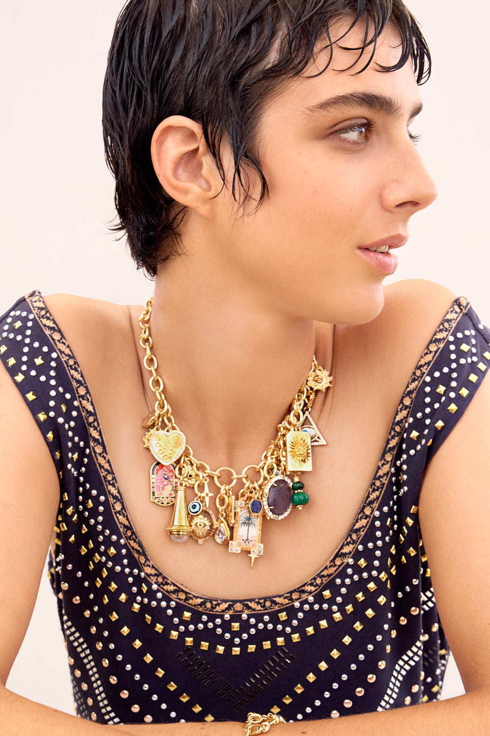 SULTANS, SCRIBES & SHAMANS CHARM NECKLACE GOLD