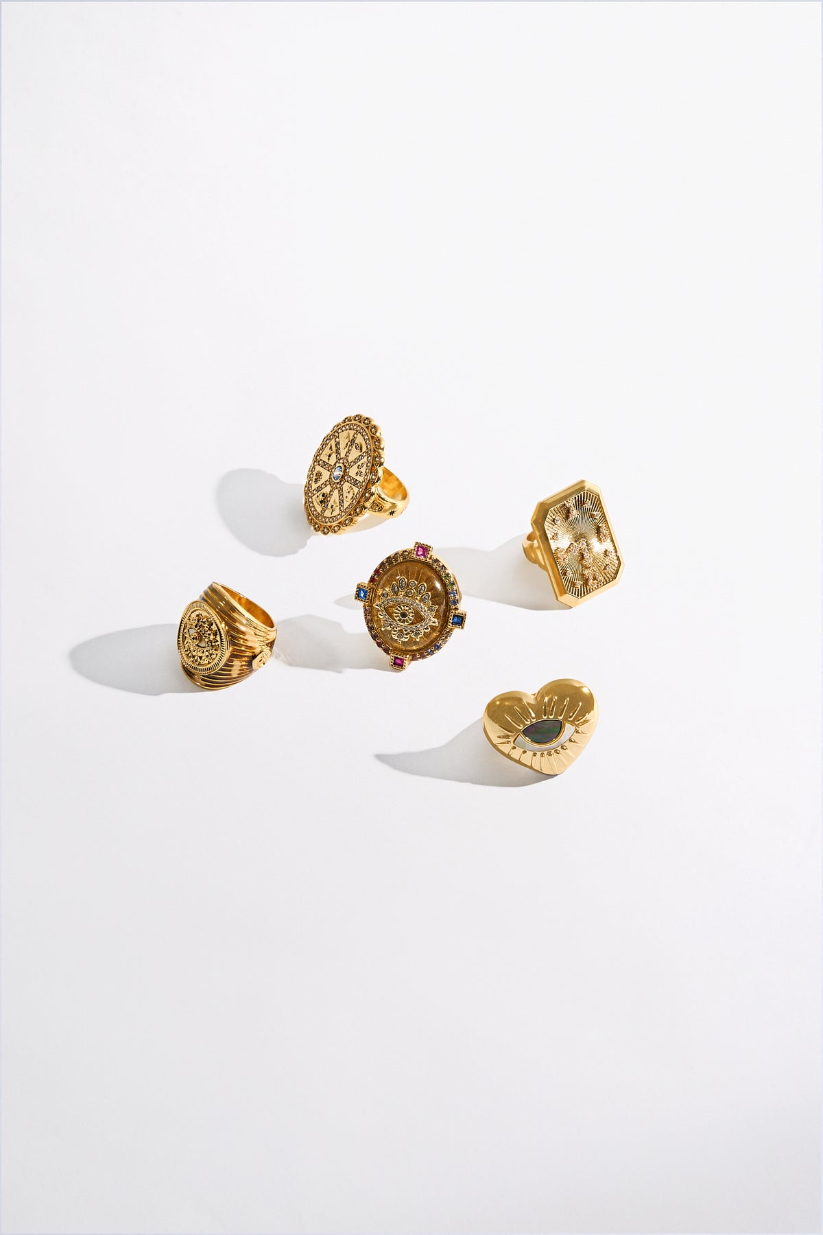 The CAMILLA BOHEMIAN BABYLON HEART EYE RING GOLD