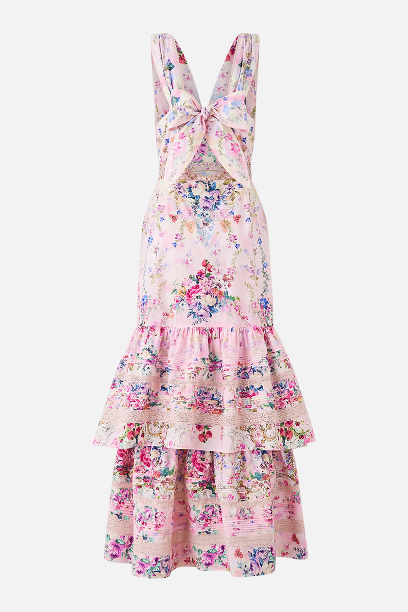 Tiered Ruffle Halter Dress in Camellia