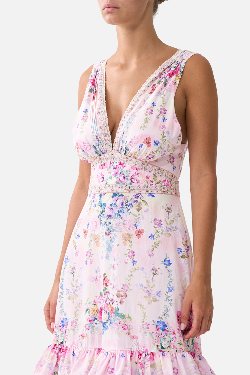 TWO TIERED GATHERED RUFFLE DRESS PALATIAL PASTELS