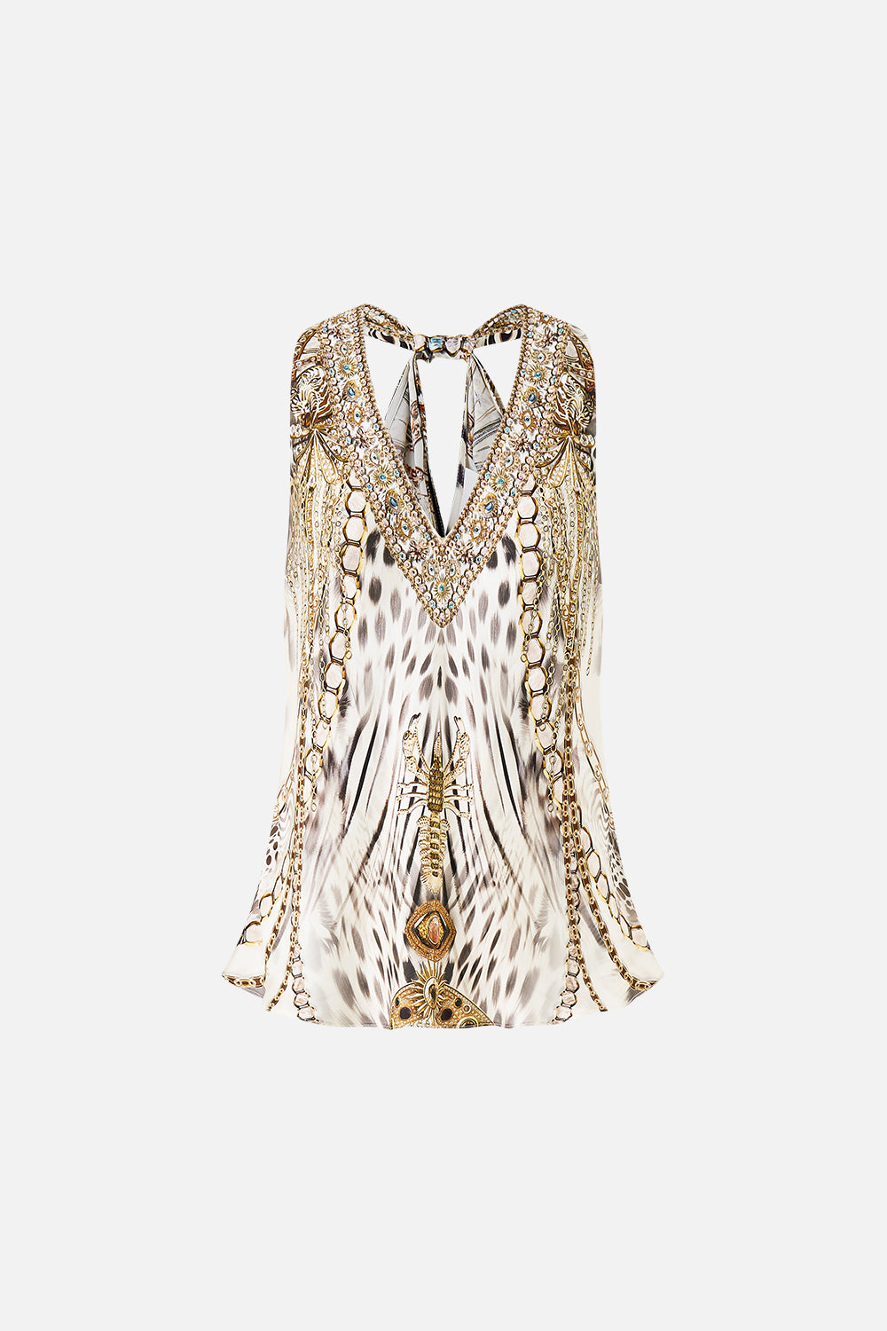 The CAMILLA V-NECK TOP WITH KNOT BACK LADY LIONHEART