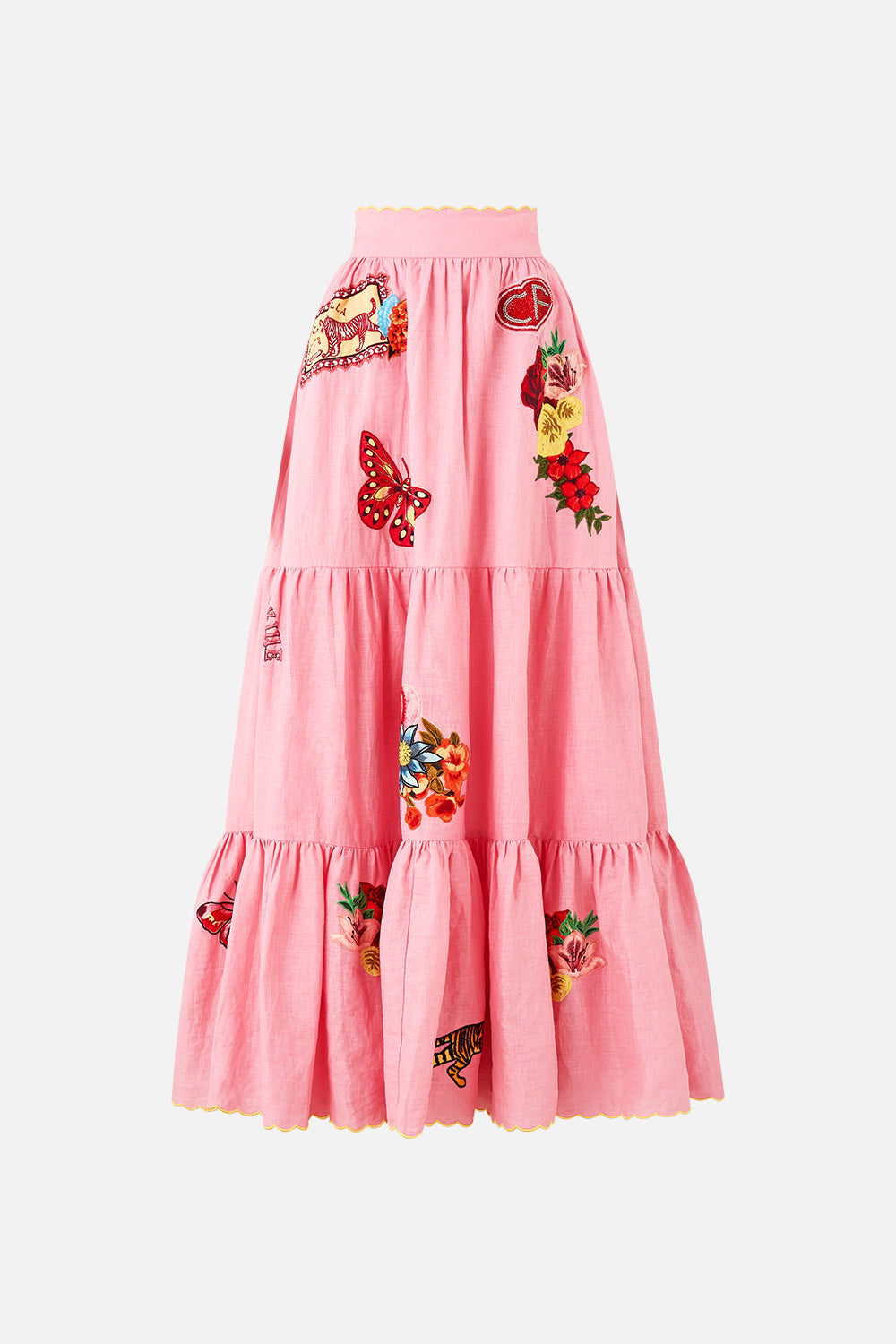 LONG HIGH WAISTED TIERED SKIRT COLLAGE KINGDOM