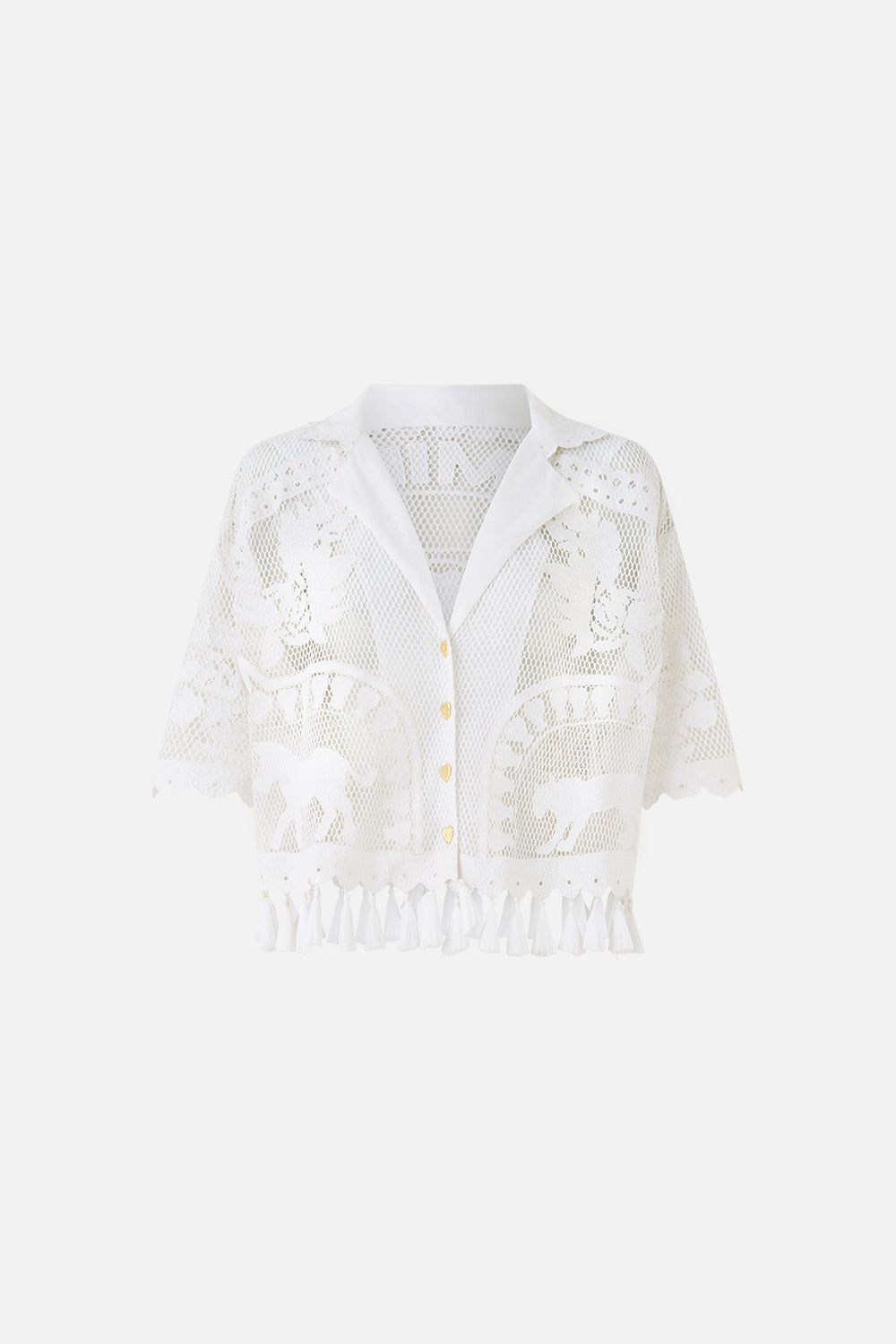 The CAMILLA CROPPED COLLAR BLOUSE WITH BUTTON FRONT KAPADOKYA KITSCH