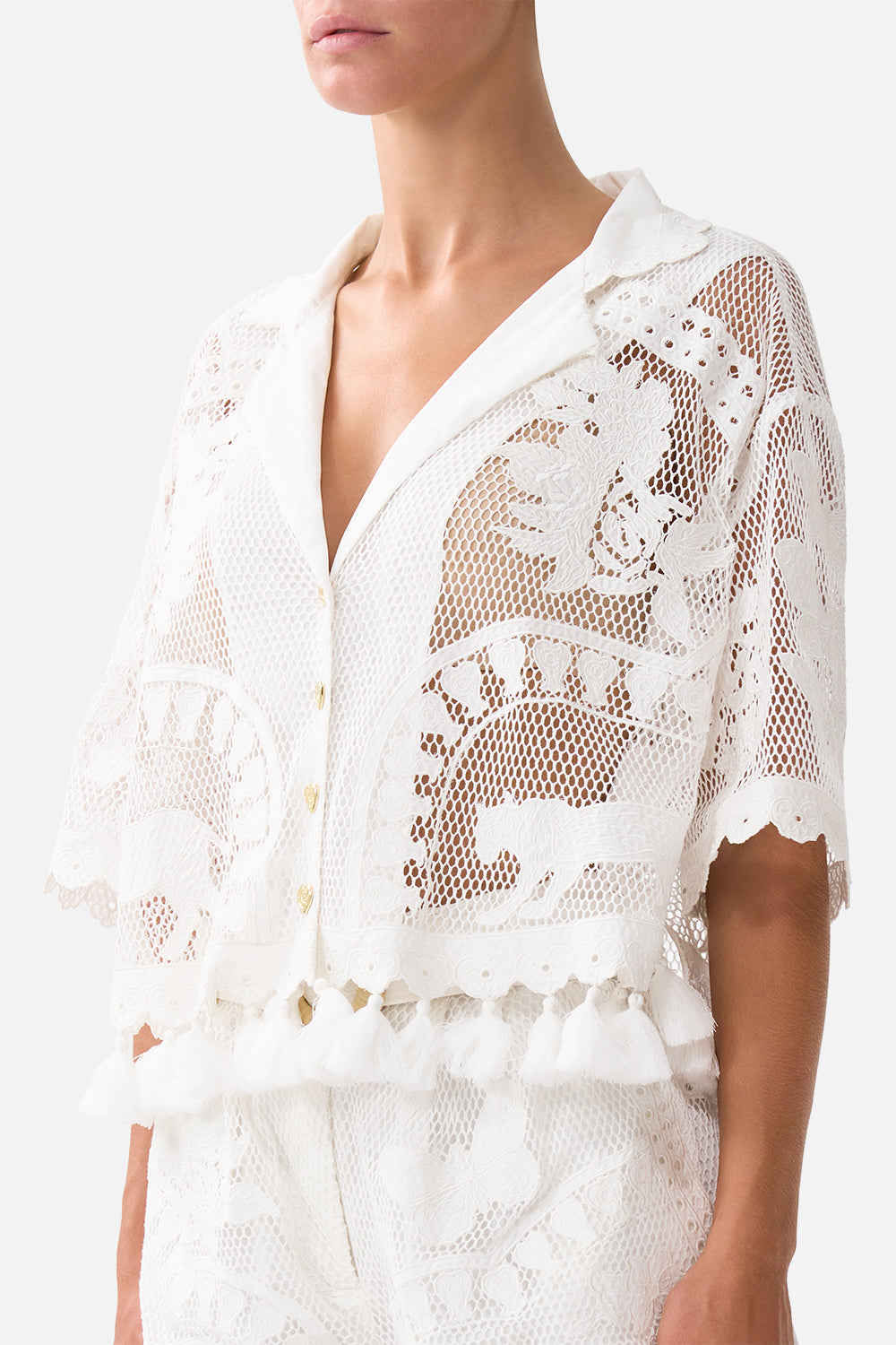 Kapadokya Kitsch Cropped Collar Blouse With Button Front | CAMILLA