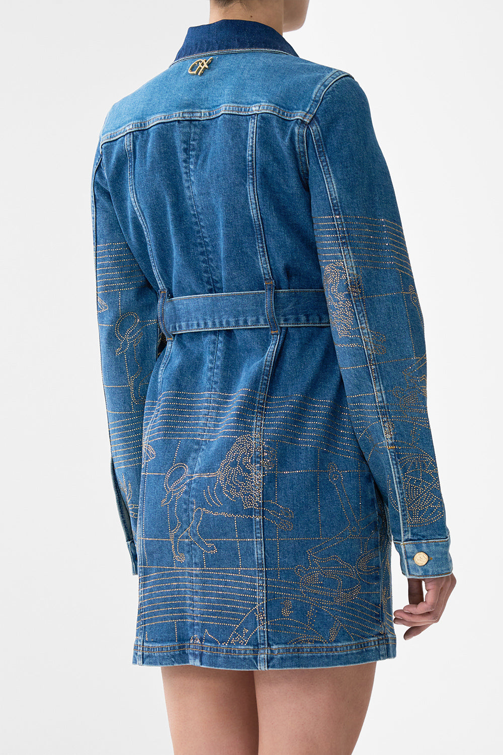 Denim Jenna Zodiac Zone Belted Mini Dress | CAMILLA AU – CAMILLA