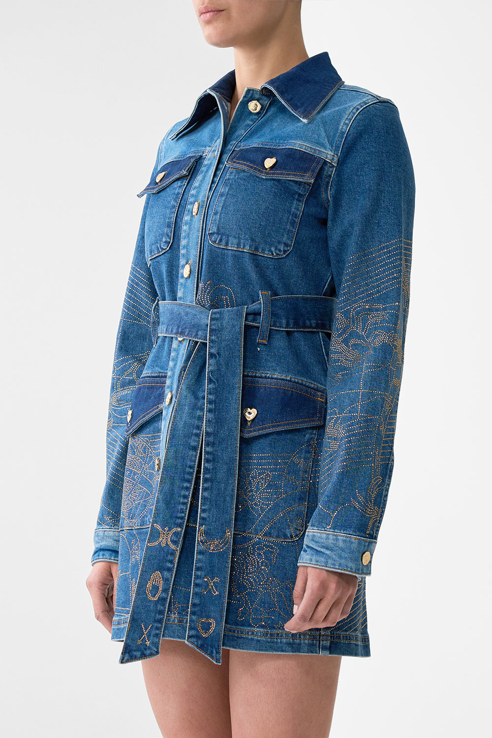 Denim Jenna Zodiac Zone Belted Mini Dress | CAMILLA AU – CAMILLA