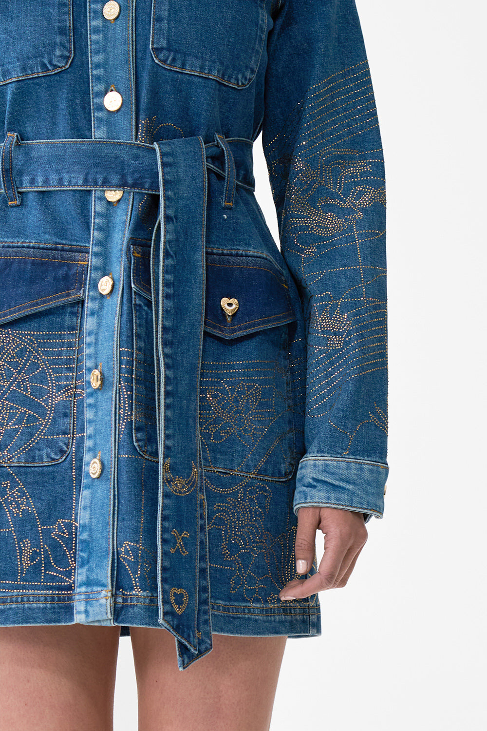 Denim Jenna Zodiac Zone Belted Mini Dress | CAMILLA AU – CAMILLA