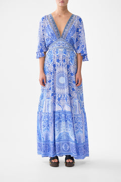 WAISTED DRESS WITH HEM RUFFLE THE BOSPHOROUS