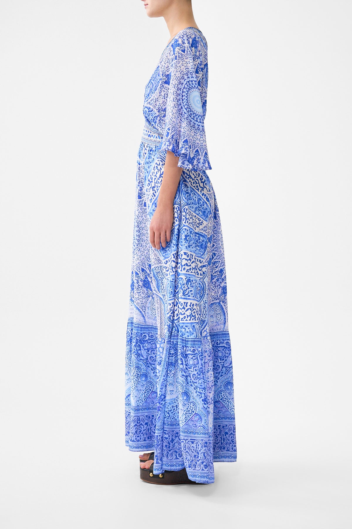 The CAMILLA WAISTED DRESS WITH HEM RUFFLE THE BOSPHOROUS