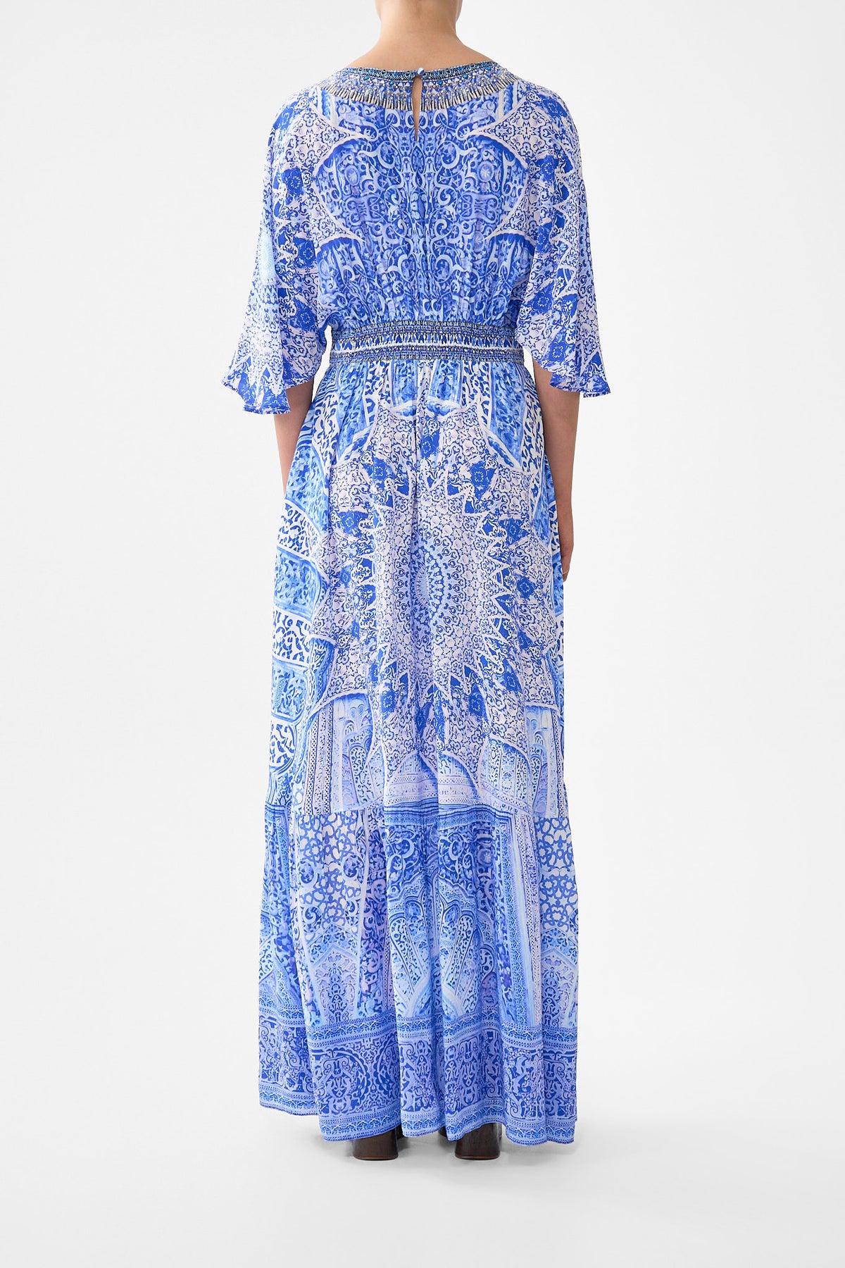 The CAMILLA WAISTED DRESS WITH HEM RUFFLE THE BOSPHOROUS