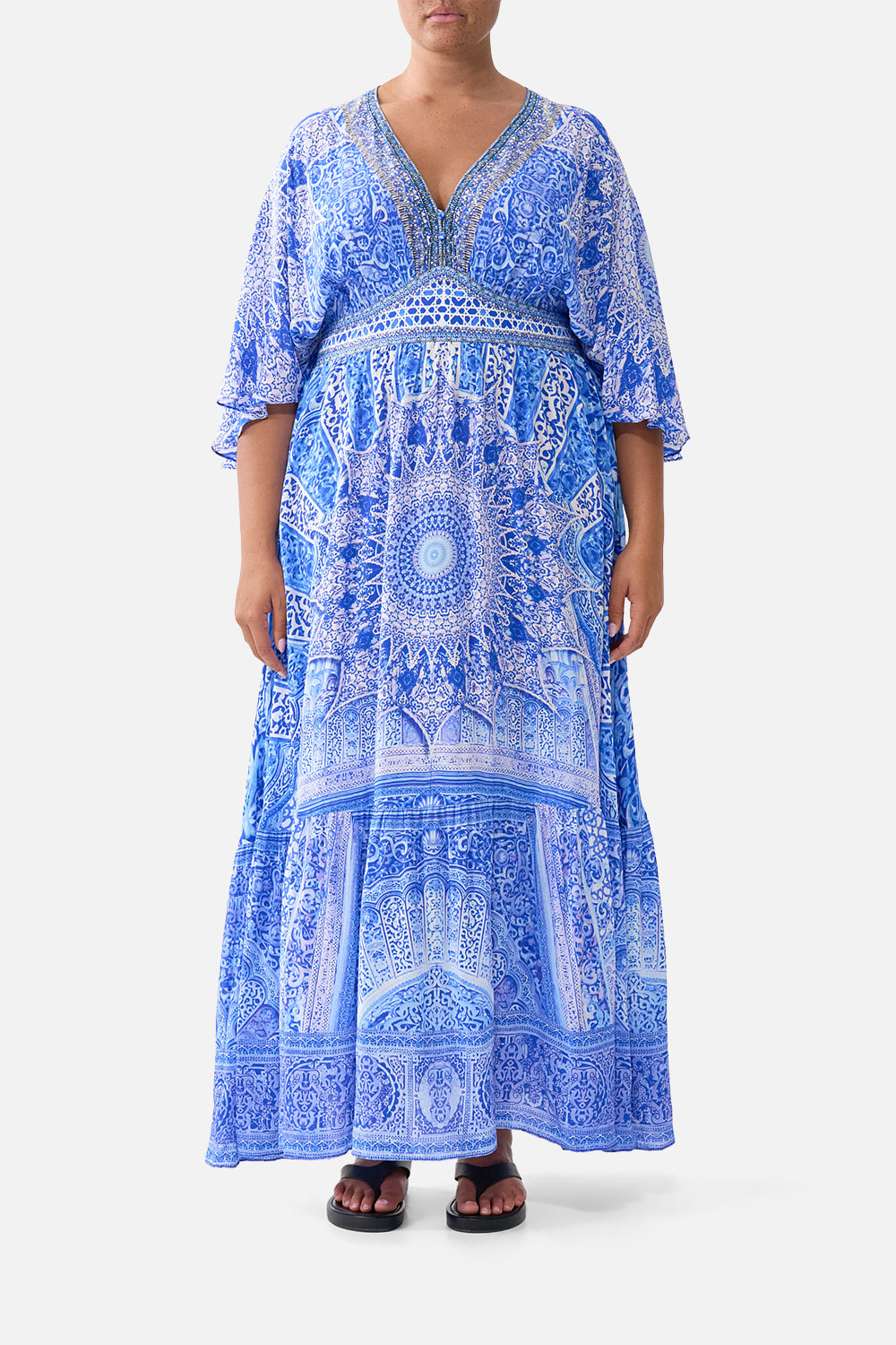 The CAMILLA WAISTED DRESS WITH HEM RUFFLE THE BOSPHOROUS
