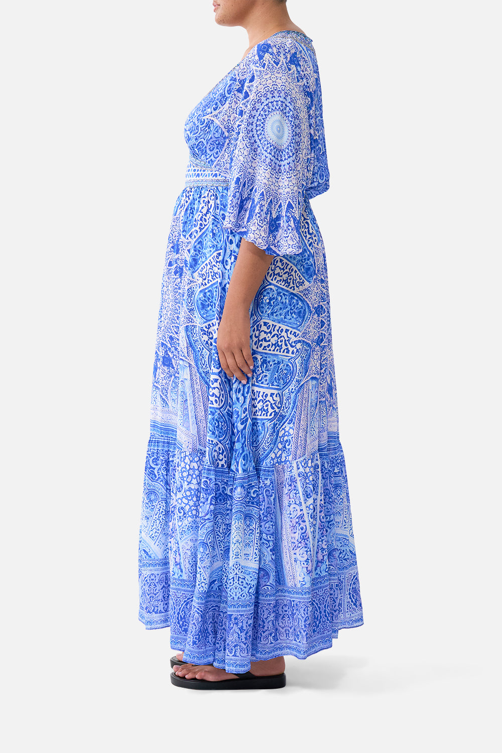 The CAMILLA WAISTED DRESS WITH HEM RUFFLE THE BOSPHOROUS