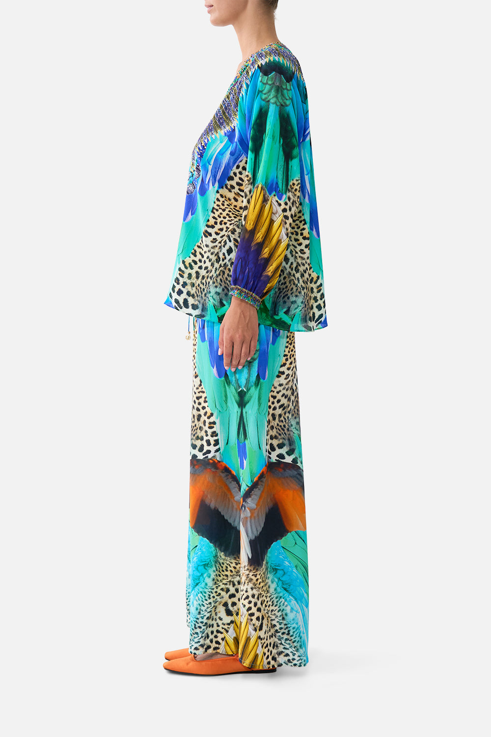 The CAMILLA LACE UP BLOUSE JUNGLE FLIGHT