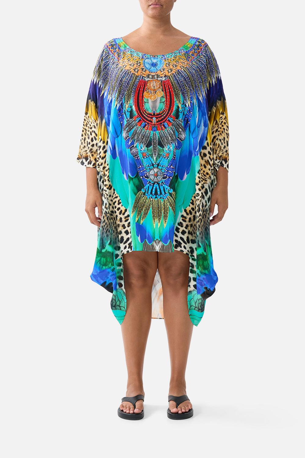 SCOOP BACK HEM DRESS JUNGLE FLIGHT