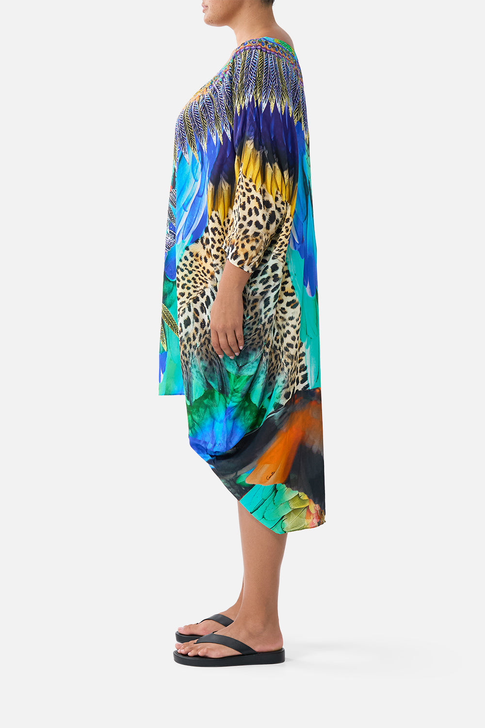 SCOOP BACK HEM DRESS JUNGLE FLIGHT