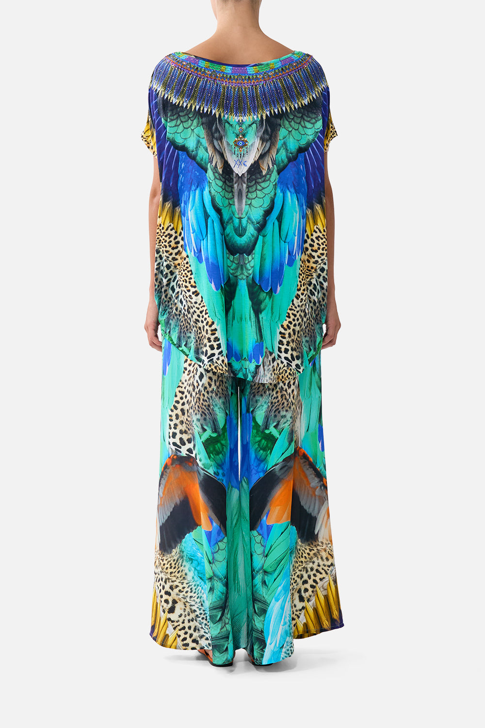 The CAMILLA SHIRRED WAIST PANT JUNGLE FLIGHT