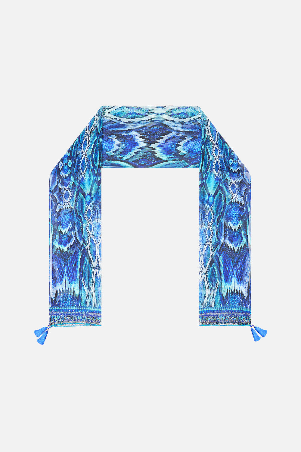 LONG SILK CRINKLE CHIFFON SCARF THE SAPPHIRE SERPENT