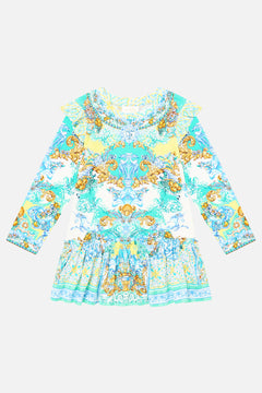 KIDS LONG SLEEVE TEE MINI DRESS W FRILL HEM DIAL UP THE TILES