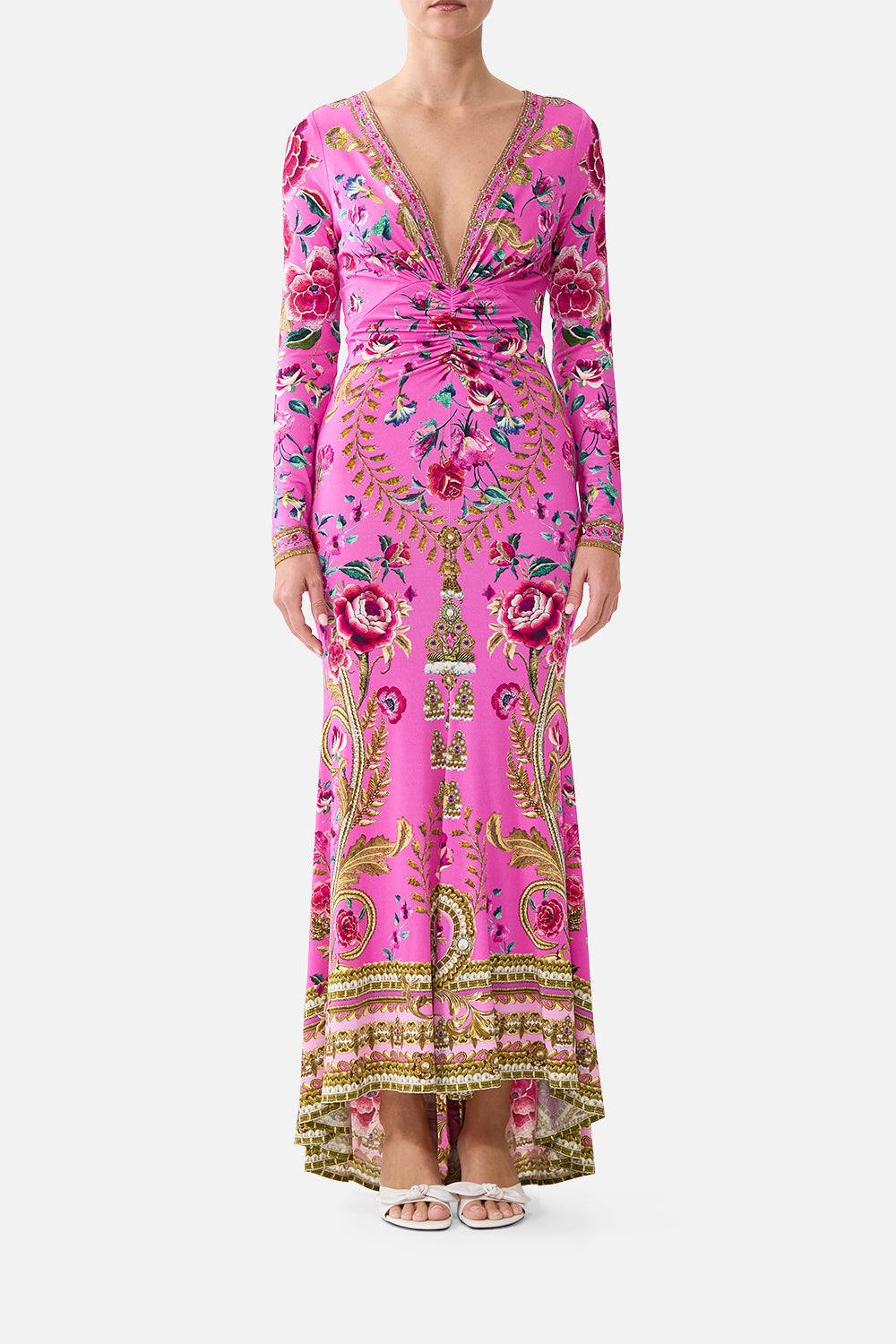 V NECK DRESS WITH TWIST FRONT DETAIL MATADORA FLORA