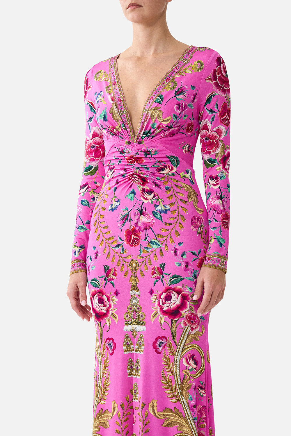 V NECK DRESS WITH TWIST FRONT DETAIL MATADORA FLORA
