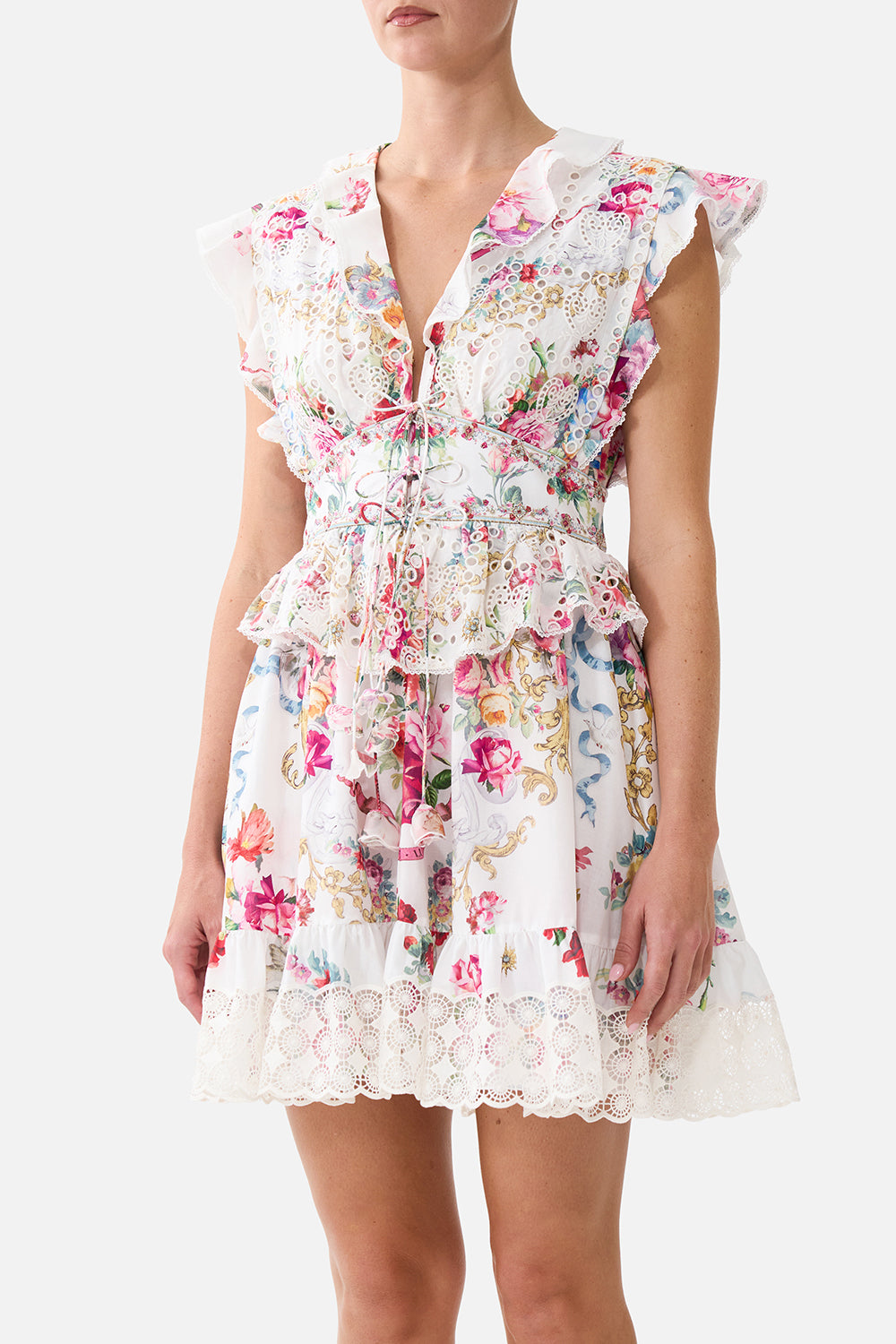 WAISTED SHORT DRESS WITH RUFFLE DETAILS TORERO LIBERTINE