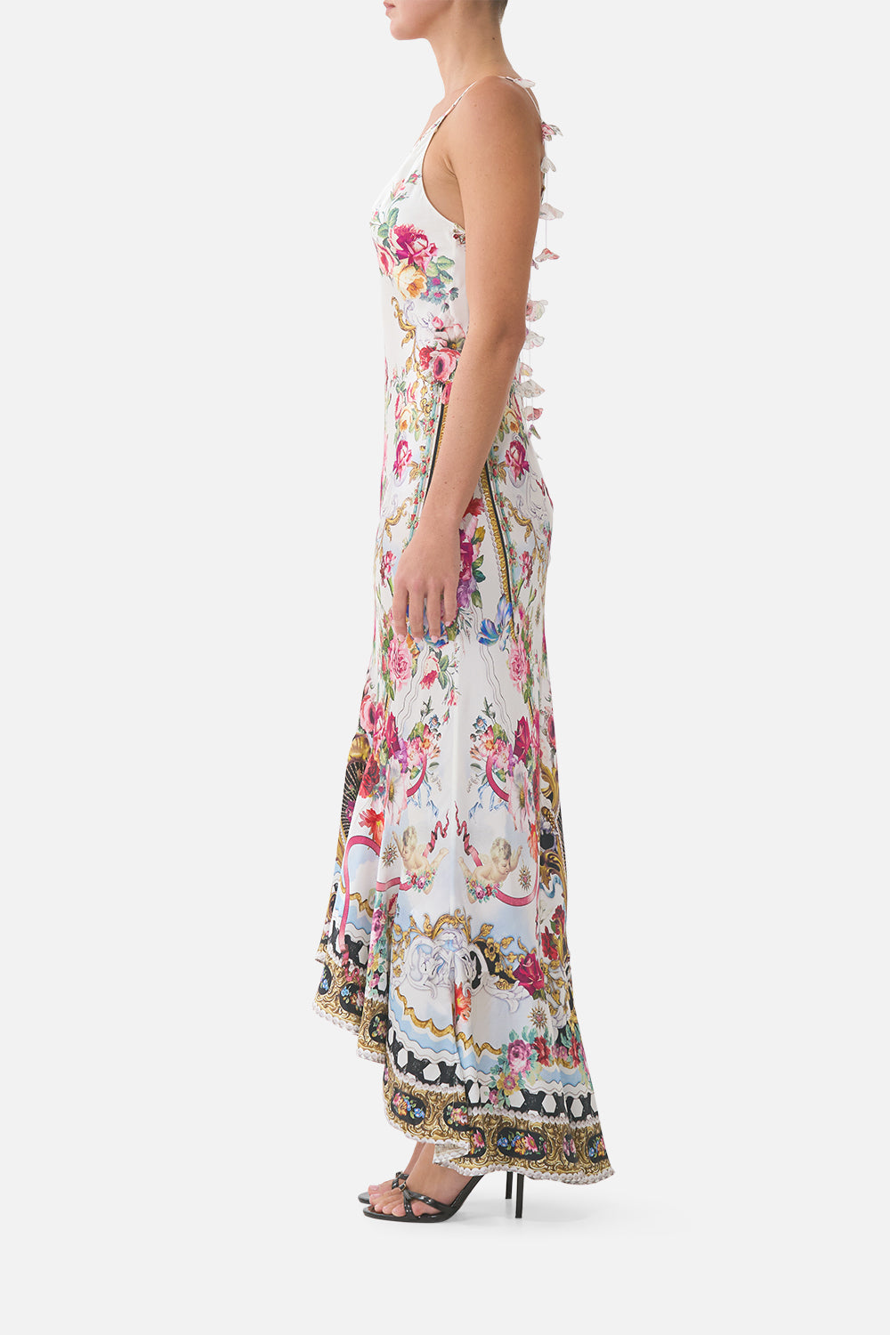 V NECK SLIP DRESS WITH FLOUNCE HEM TORERO LIBERTINE