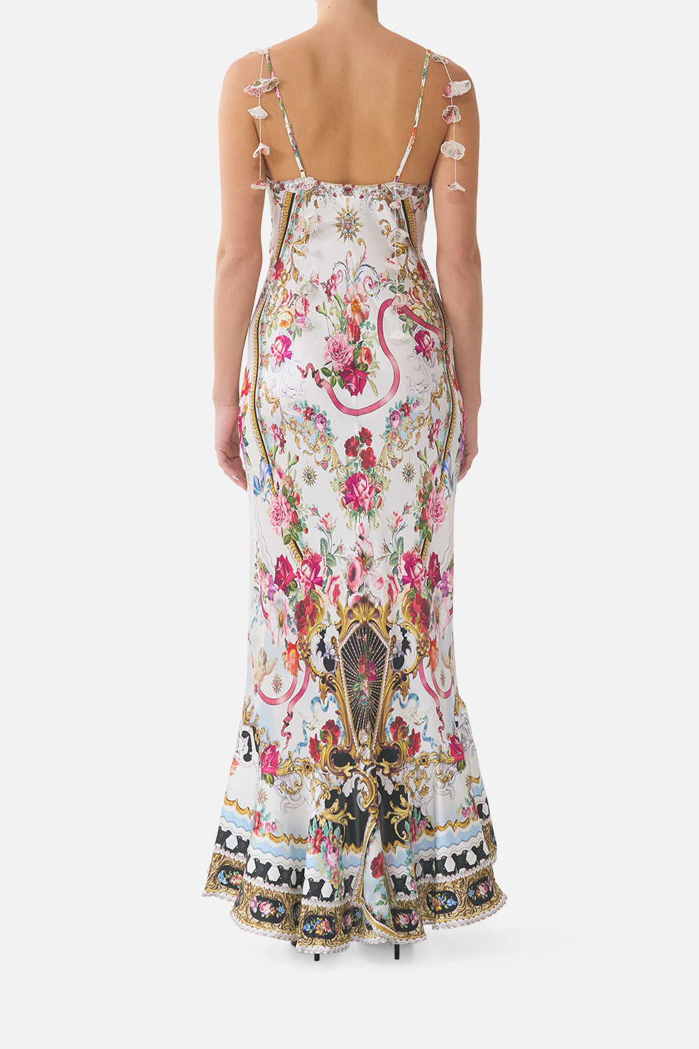 V NECK SLIP DRESS WITH FLOUNCE HEM TORERO LIBERTINE
