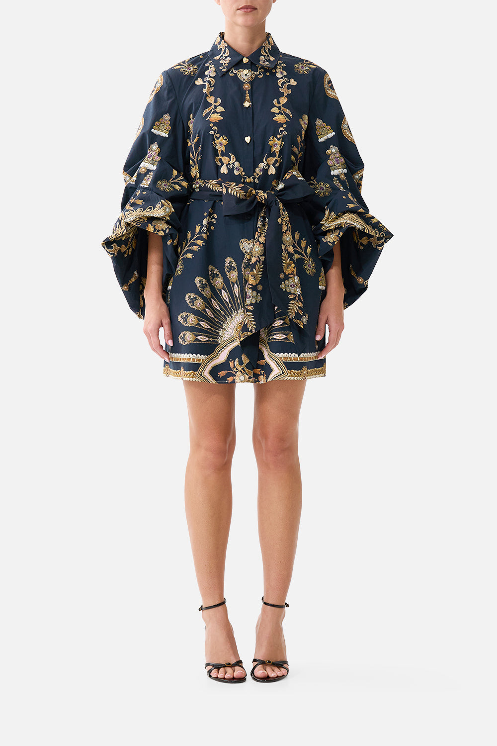 VOLUME SLEEVE SHIRT DRESS WITH TIE TAURUS RISING
