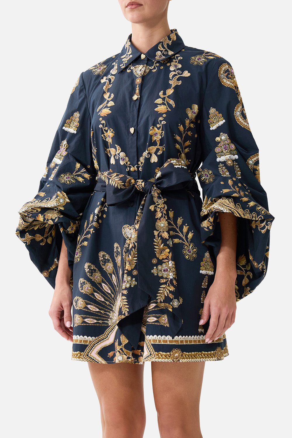 VOLUME SLEEVE SHIRT DRESS WITH TIE TAURUS RISING