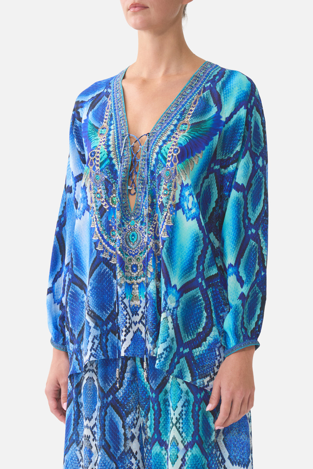 LACE UP BLOUSE THE SAPPHIRE SERPENT