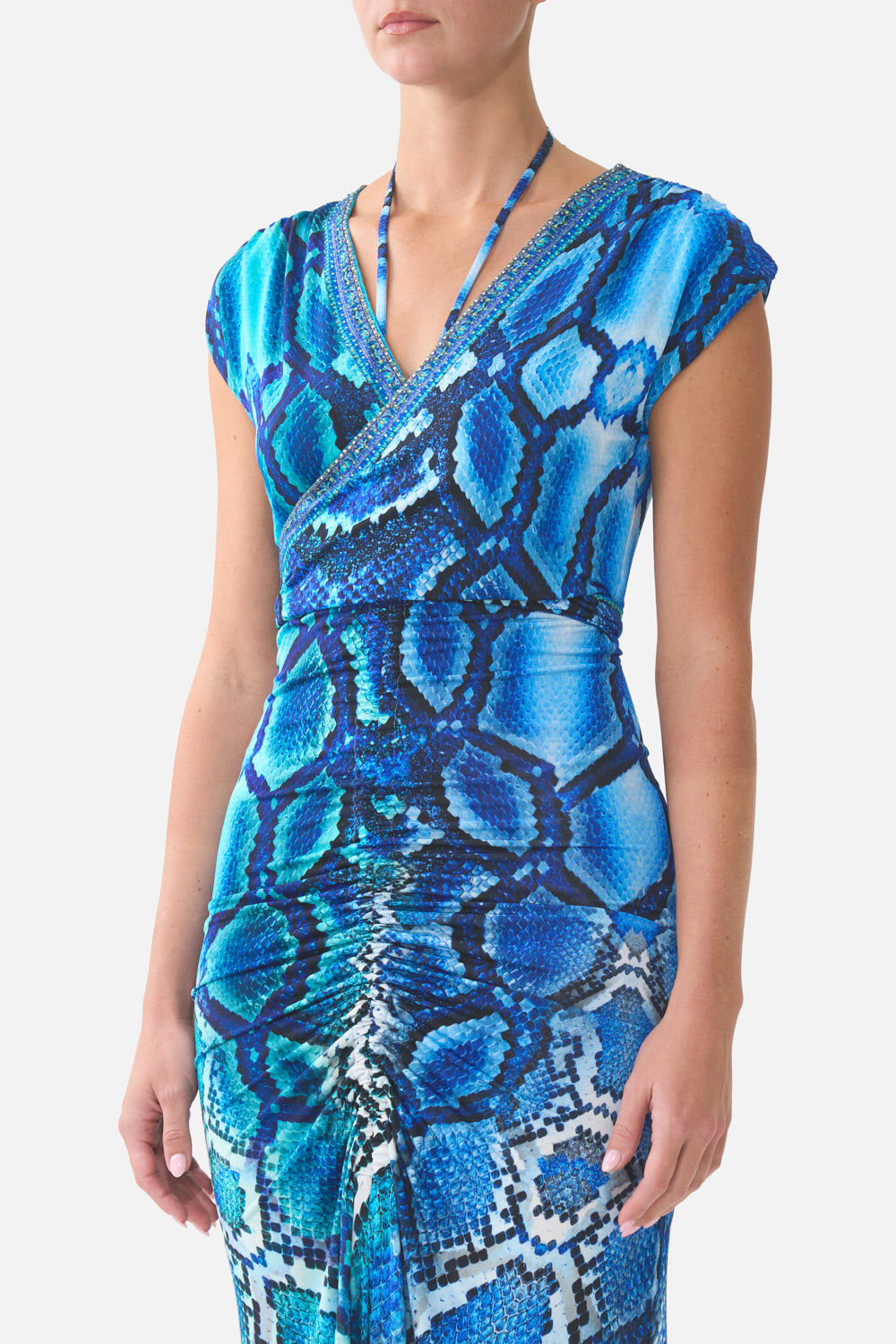 WRAP BODICE JERSEY DRESS THE SAPPHIRE SERPENT