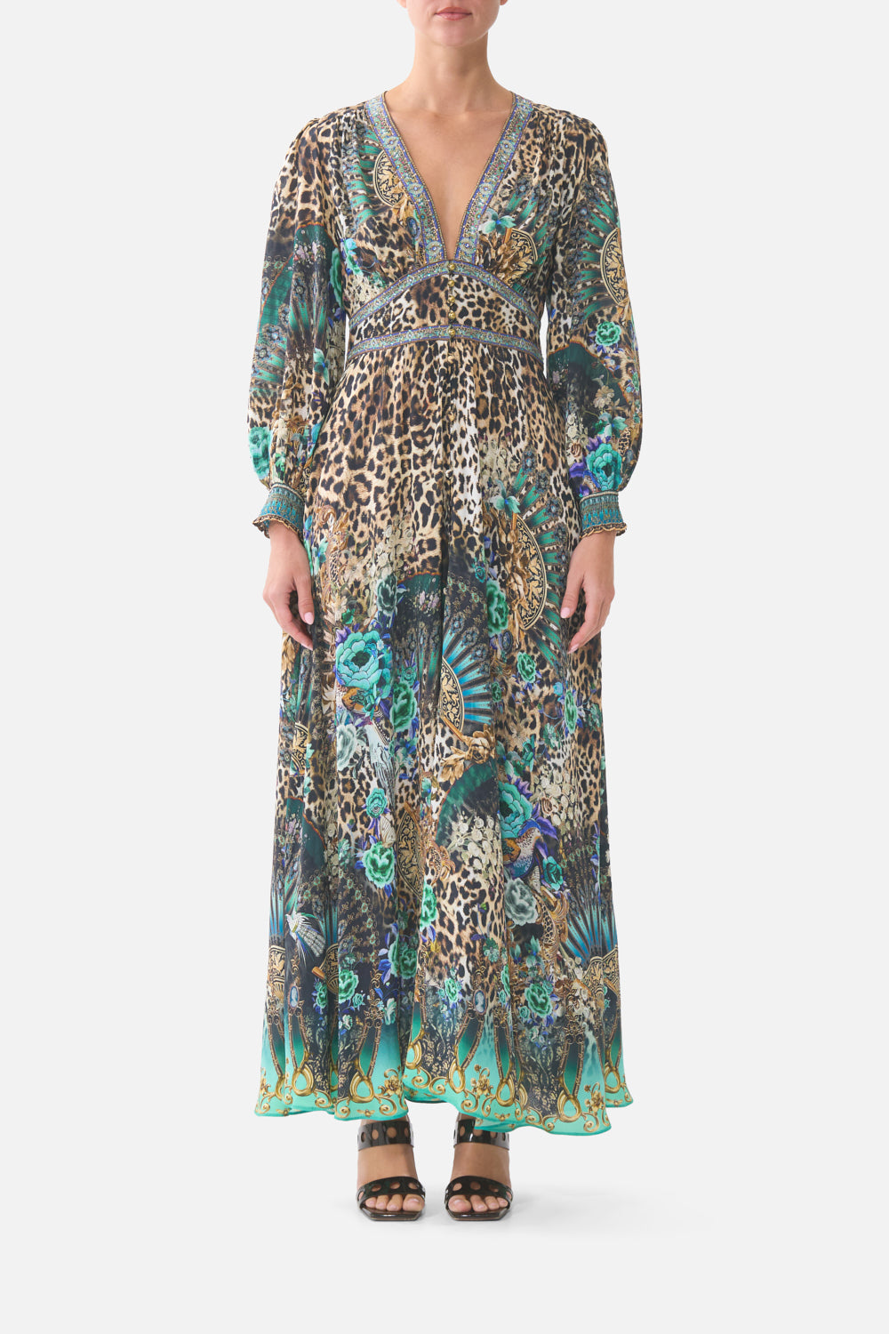 The CAMILLA BUTTON DRESS WITH SHAPED WAISTBAND FLAMENCO EUPHORIAFLAMENCO EUPHORIA