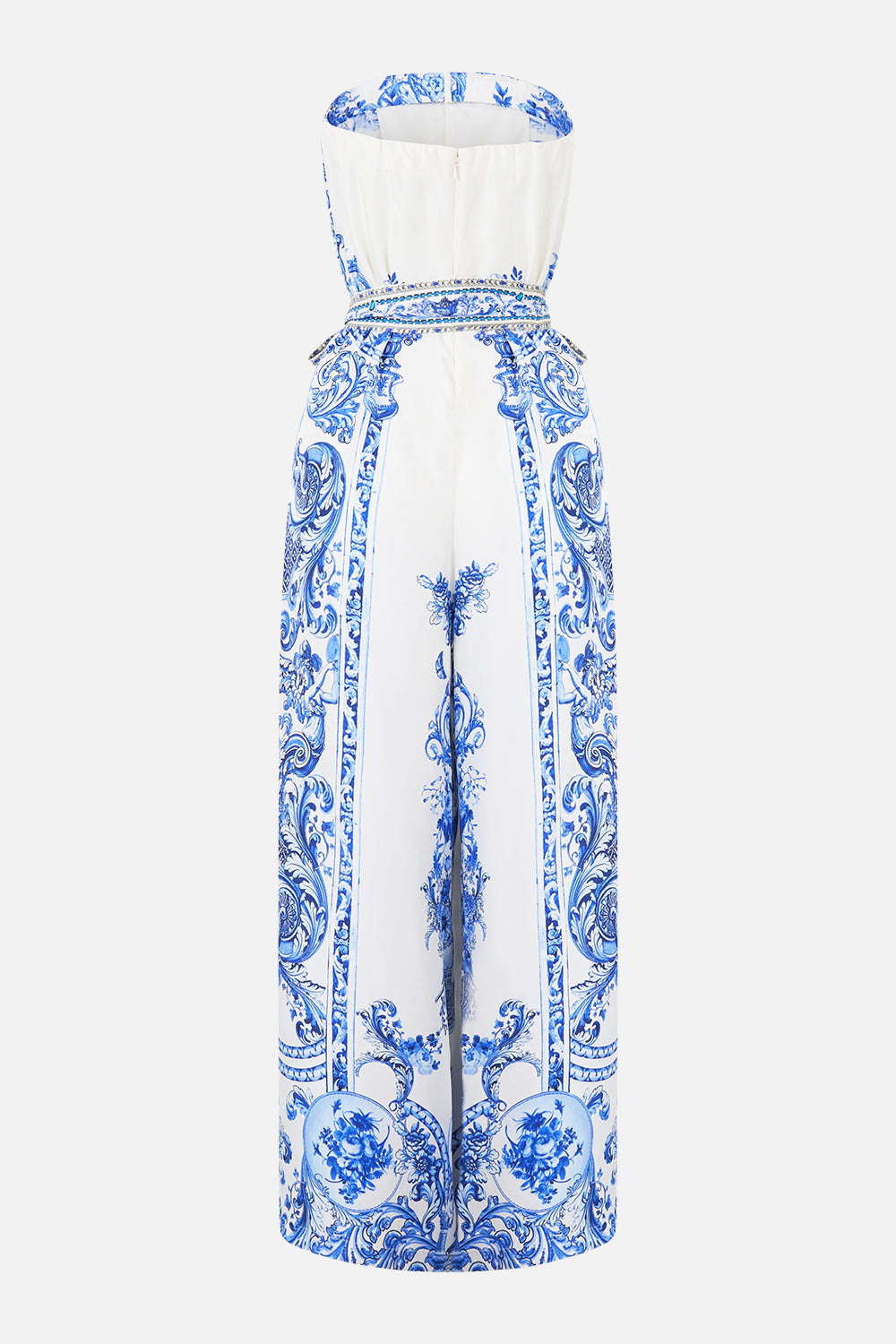FRONT PLEAT STRAPLESS JUMPSUIT CERAMIC PANORAMIC