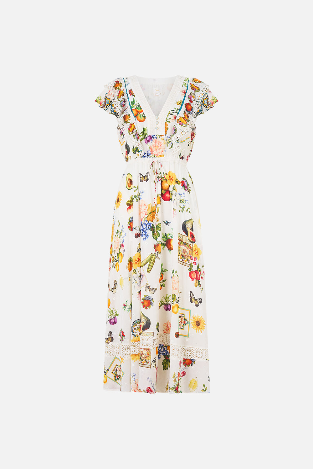 FLUTTER SLEEVE MIDI DRESS WITH FRILL DETAIL MAGIC OF THE MERCADO