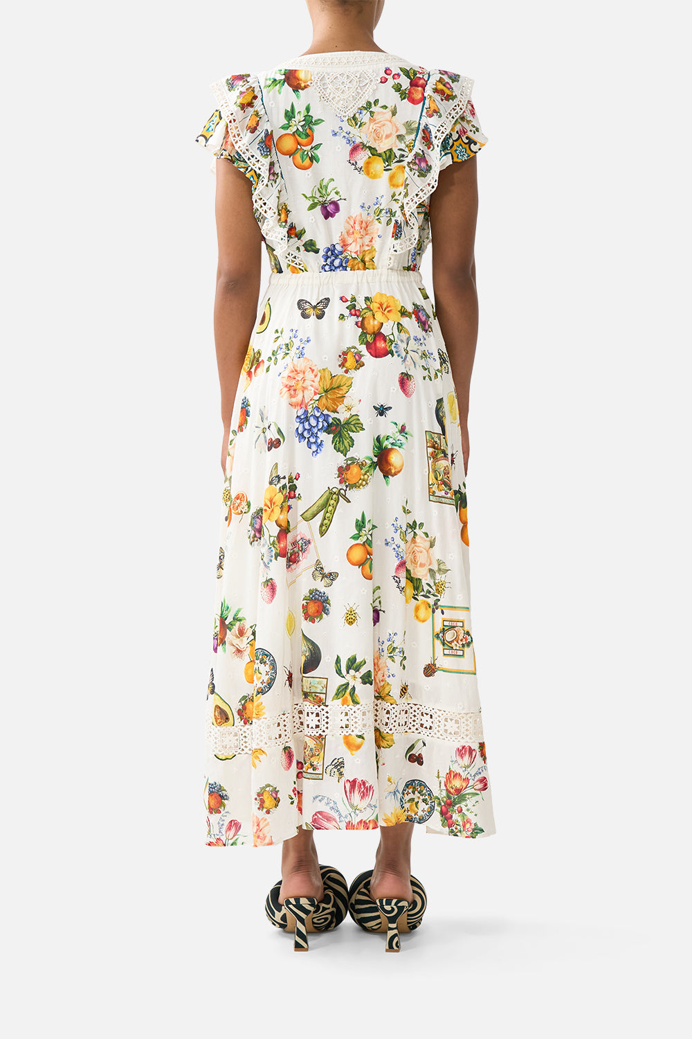 FLUTTER SLEEVE MIDI DRESS WITH FRILL DETAIL MAGIC OF THE MERCADO