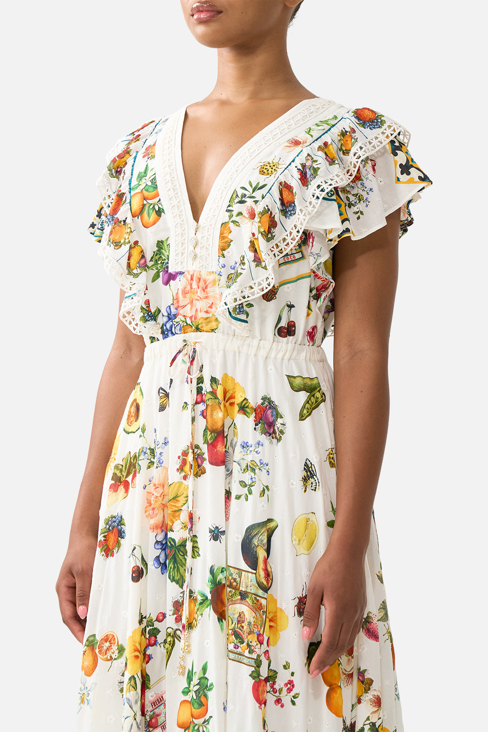 FLUTTER SLEEVE MIDI DRESS WITH FRILL DETAIL MAGIC OF THE MERCADO