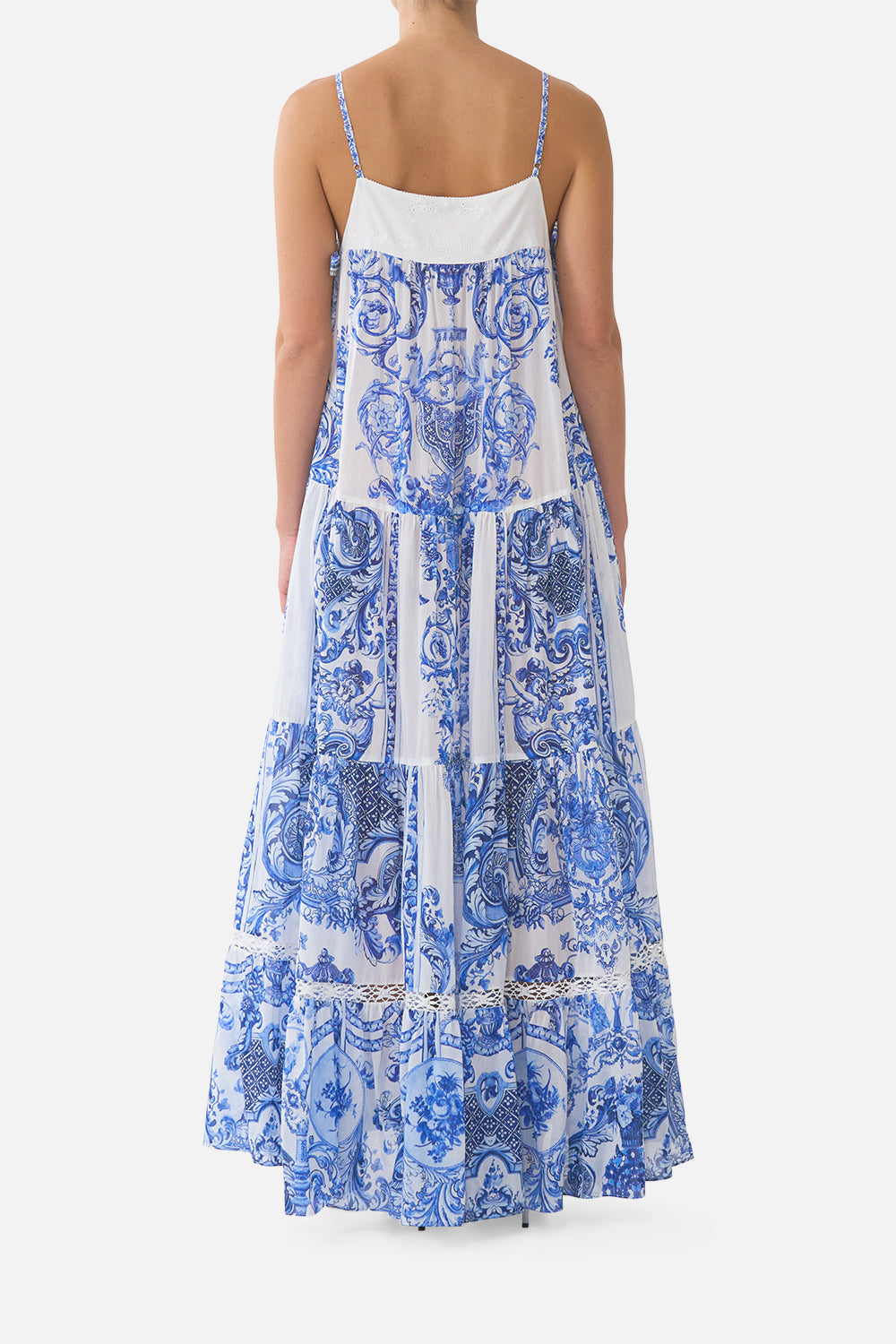 LONG TIERED DRESS WITH BOW TIES CERAMIC PANORAMIC