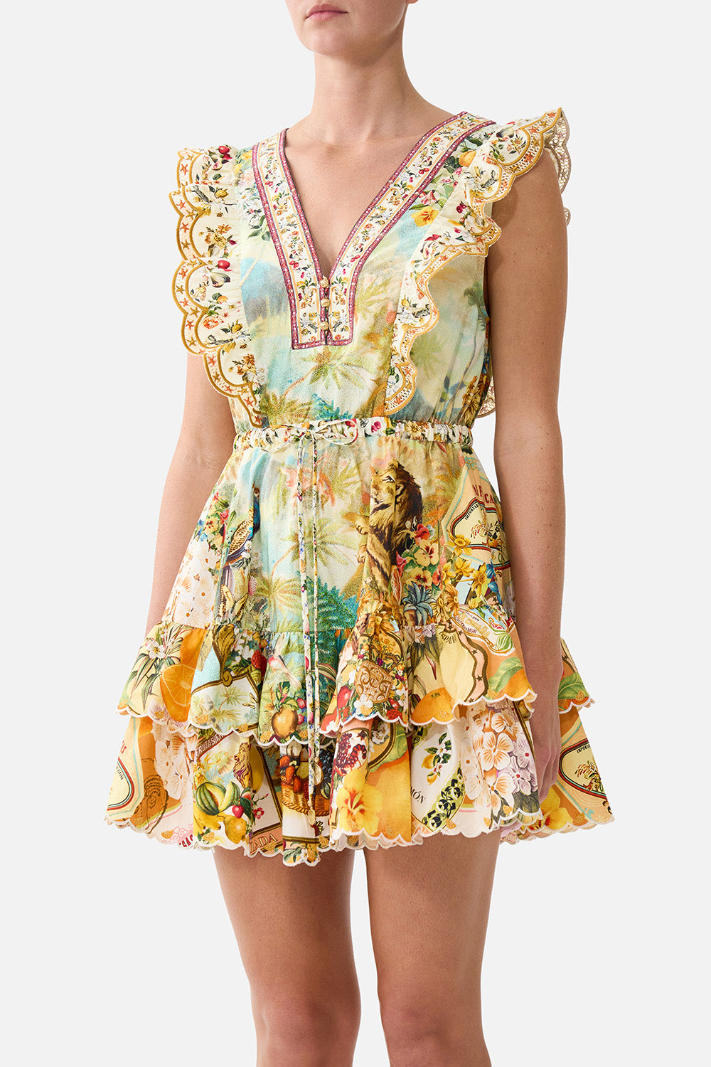 FRILL SLEEVE TIERED SHORT DRESS VA VA VINTAGE