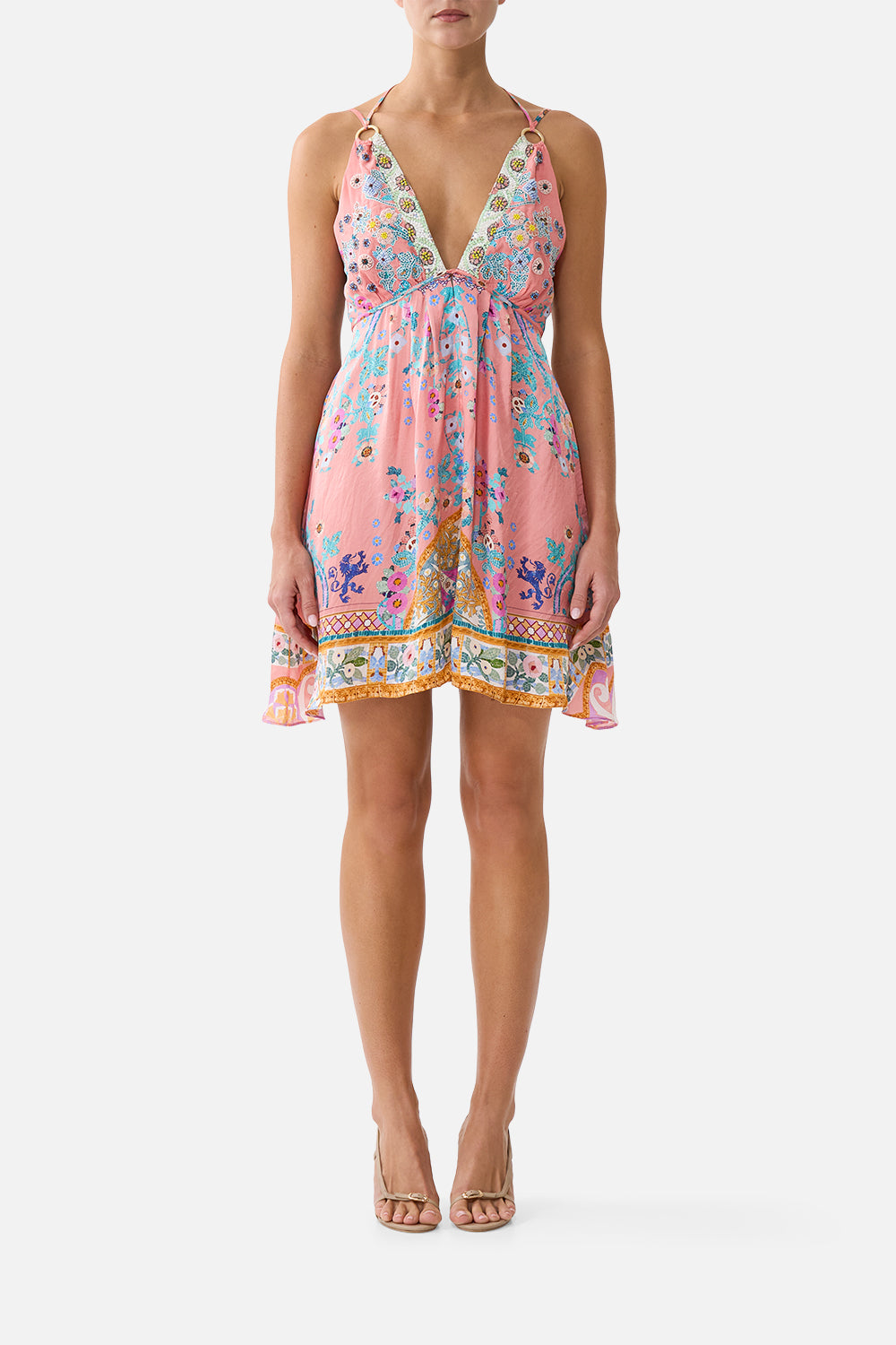 The CAMILLA SHORT FLARED DRESS WITH HARDWARE HOWDY GAUDIHOWDY GAUDI