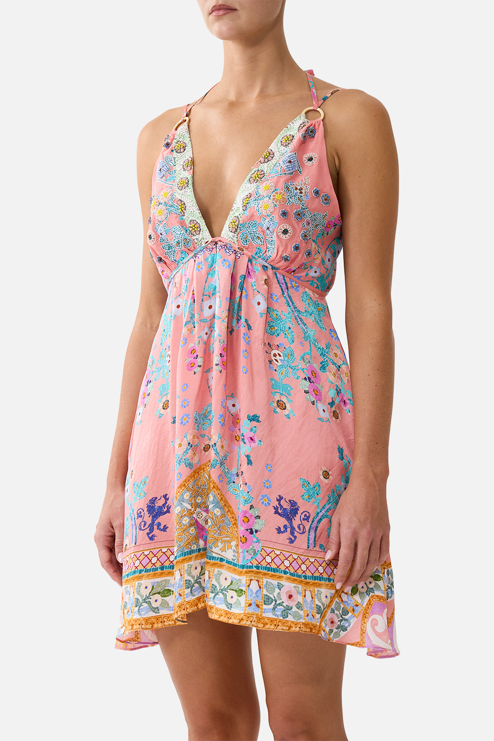 The CAMILLA SHORT FLARED DRESS WITH HARDWARE HOWDY GAUDI