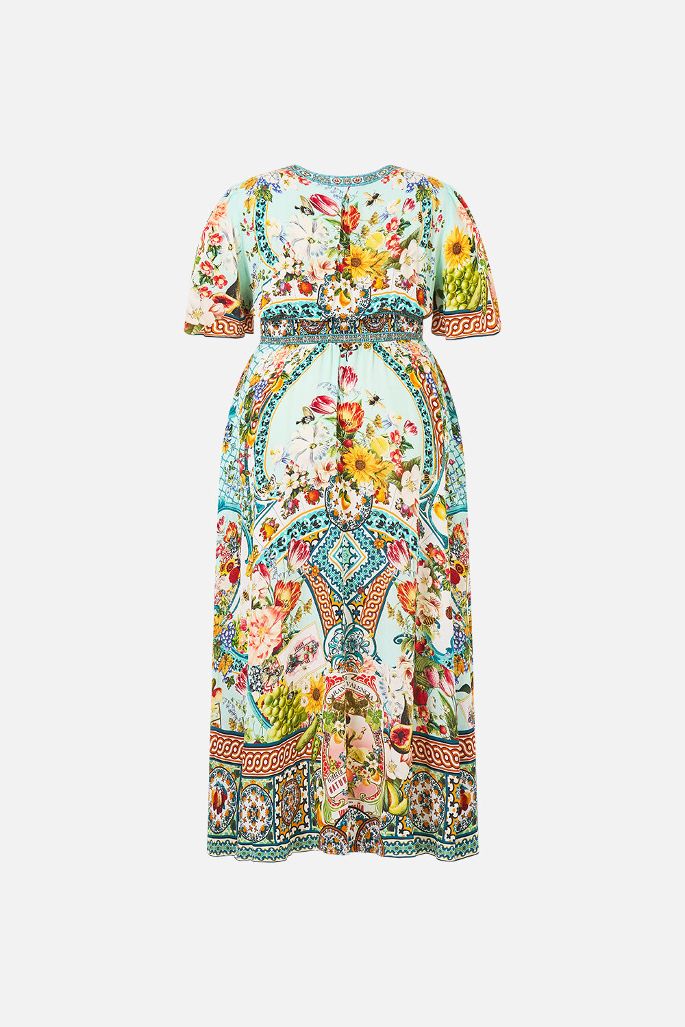 SHAPED WAISTBAND DRESS WITH FLUTTER SLEEVES MAGIC OF THE MERCADO