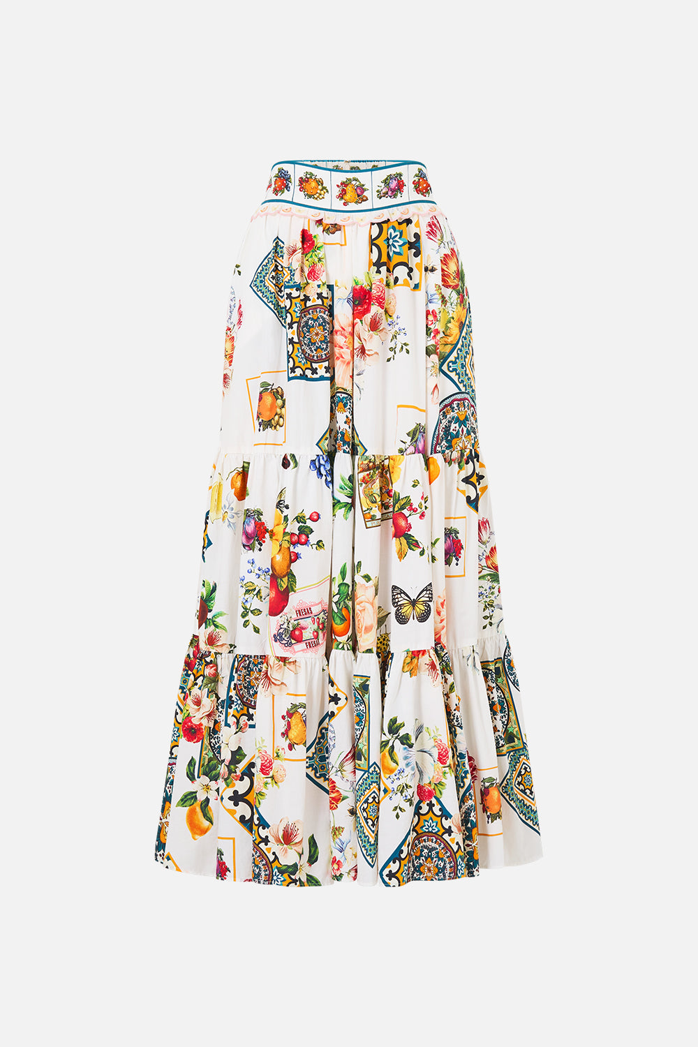 HIGH WAISTED TIERED MIDI SKIRT MAGIC OF THE MERCADO
