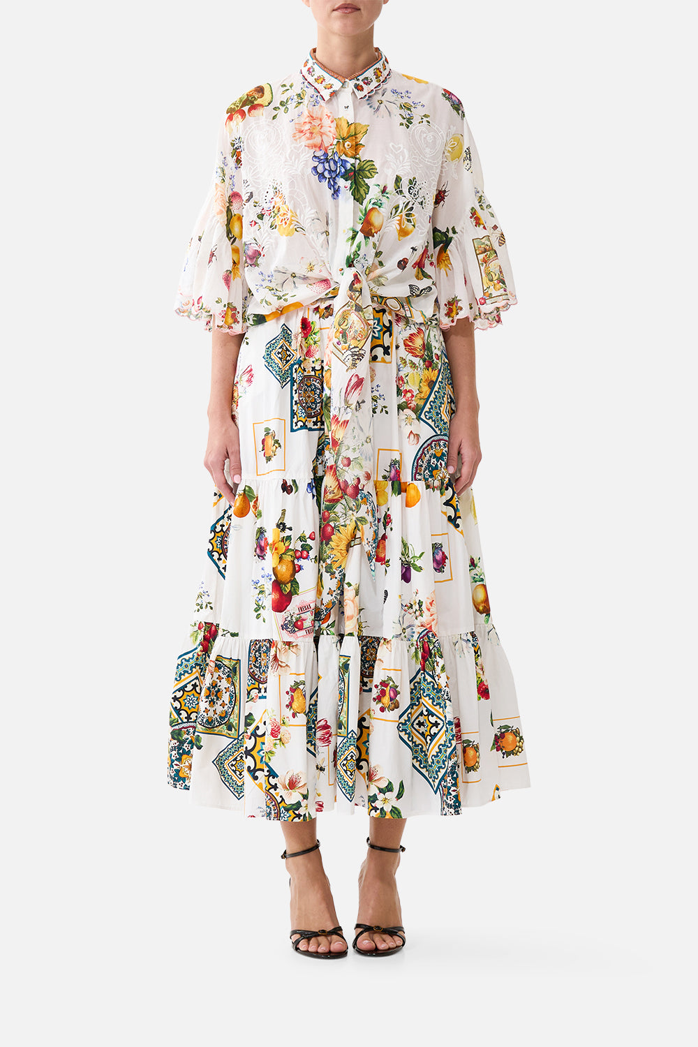 HIGH WAISTED TIERED MIDI SKIRT MAGIC OF THE MERCADO