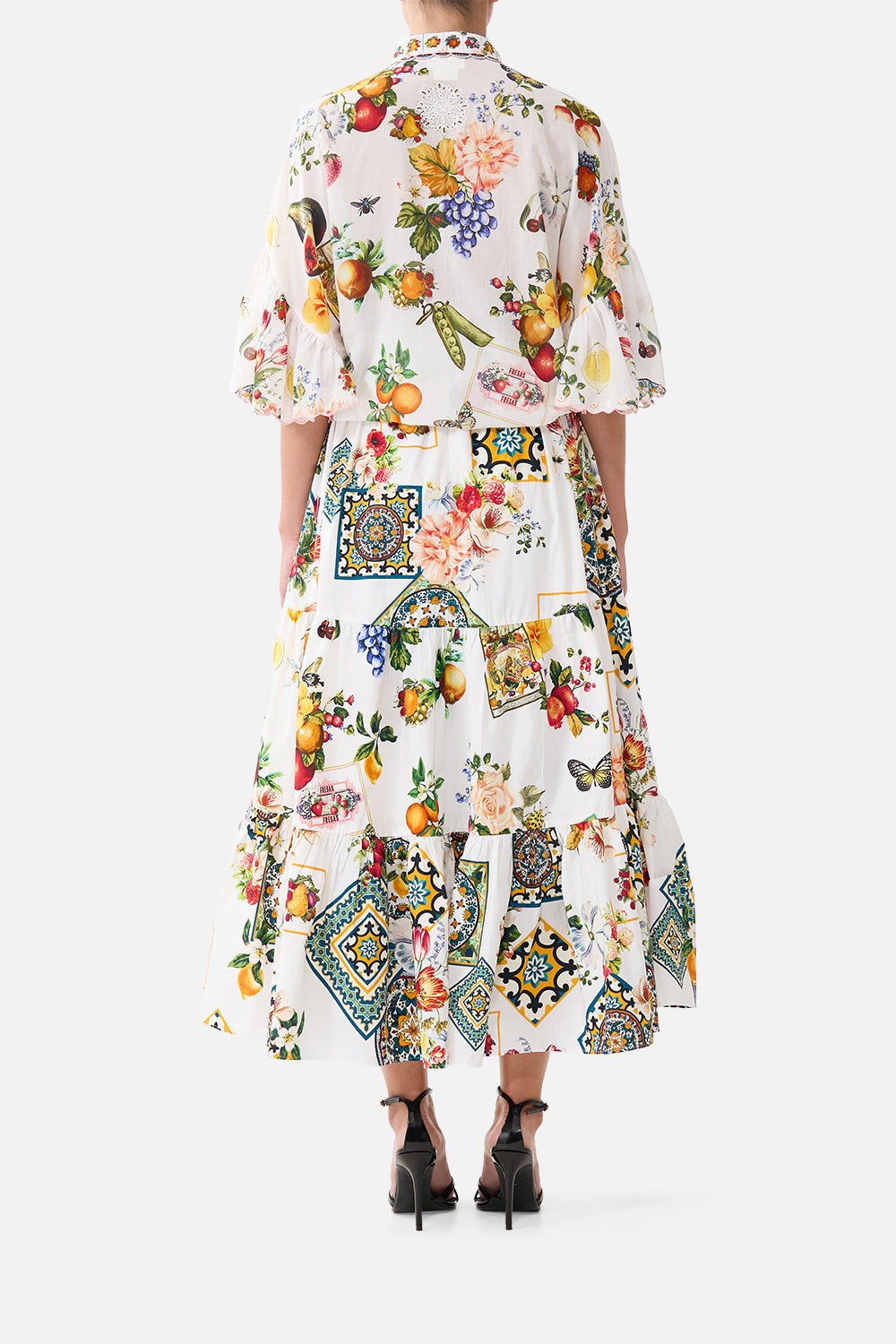HIGH WAISTED TIERED MIDI SKIRT MAGIC OF THE MERCADO