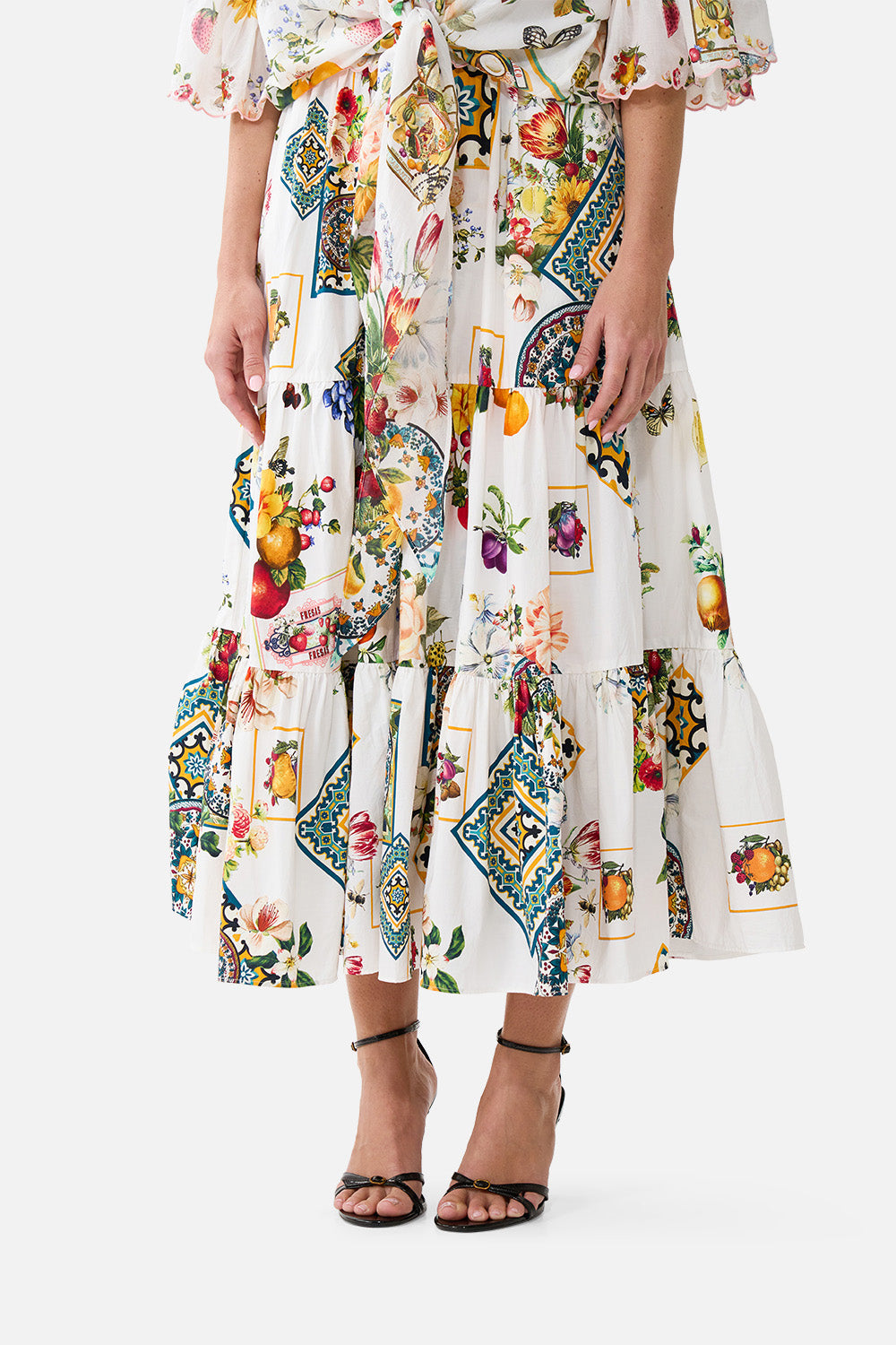 HIGH WAISTED TIERED MIDI SKIRT MAGIC OF THE MERCADO