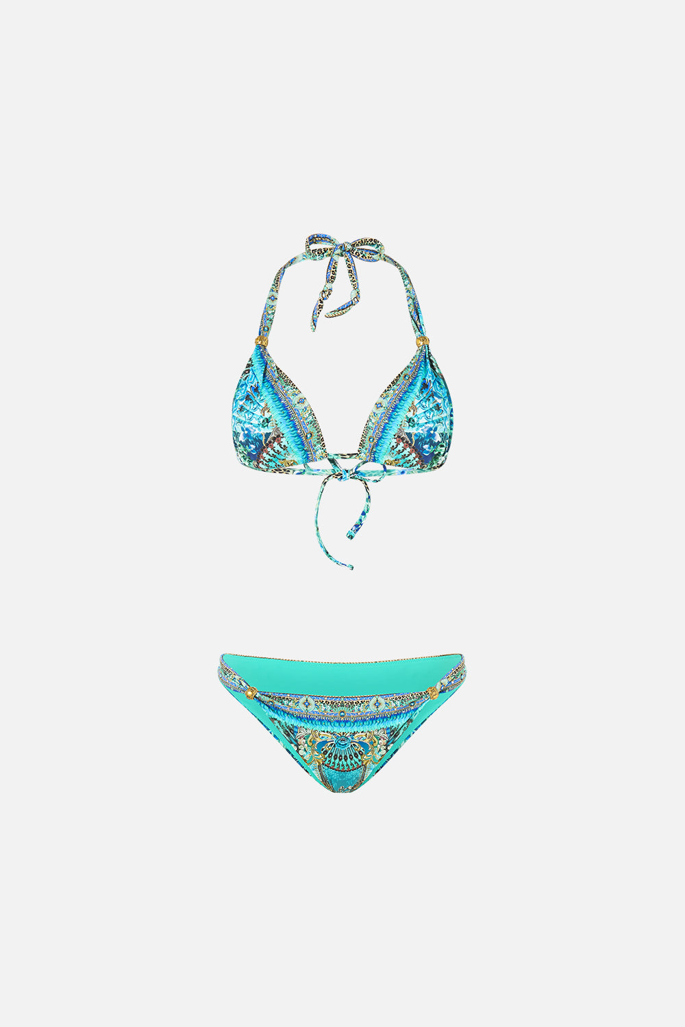 BALL TRIM TRI BIKINI SET WITH THICK NECK TIE FLAMENCO EUPHORIA