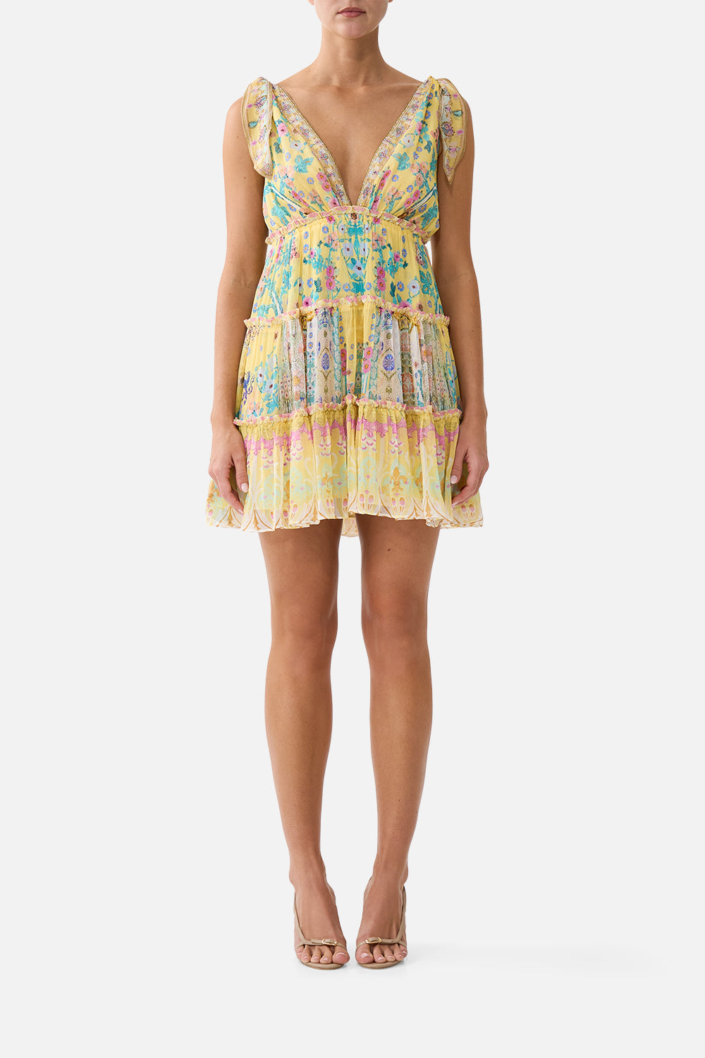 The CAMILLA TIERED SHORT DRESS WITH SHOULDER TIES BARCELONA BEBEBARCELONA BEBÉ