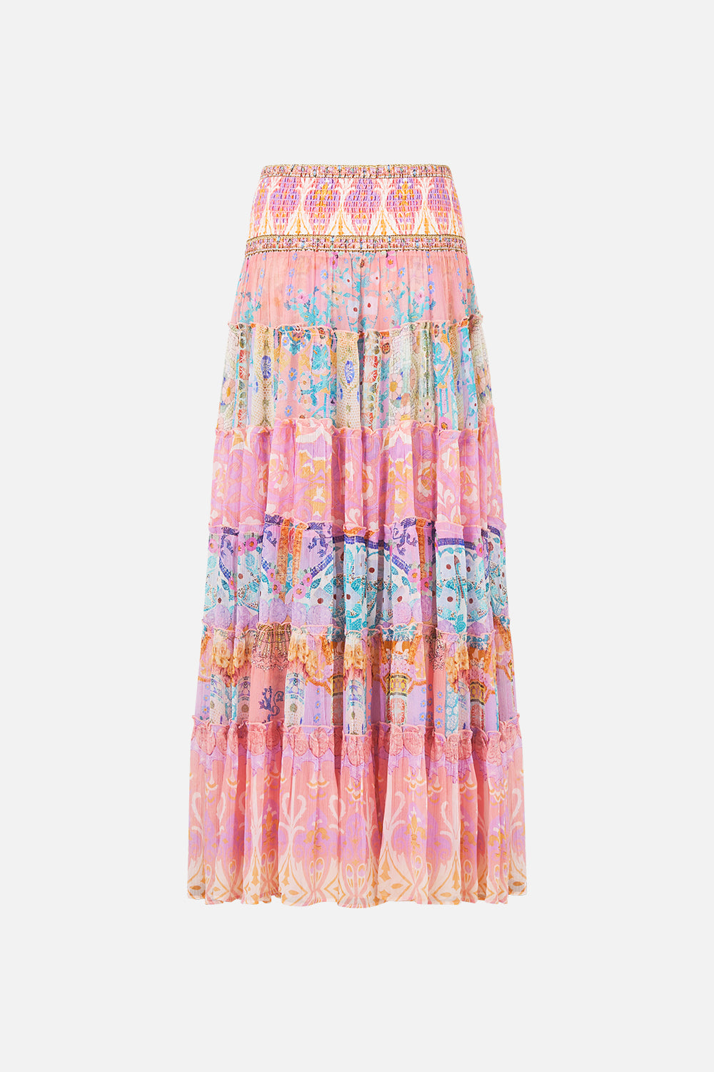 The CAMILLA SHIRRED WAIST TIERED CIRCLE SKIRT HOWDY GAUDI